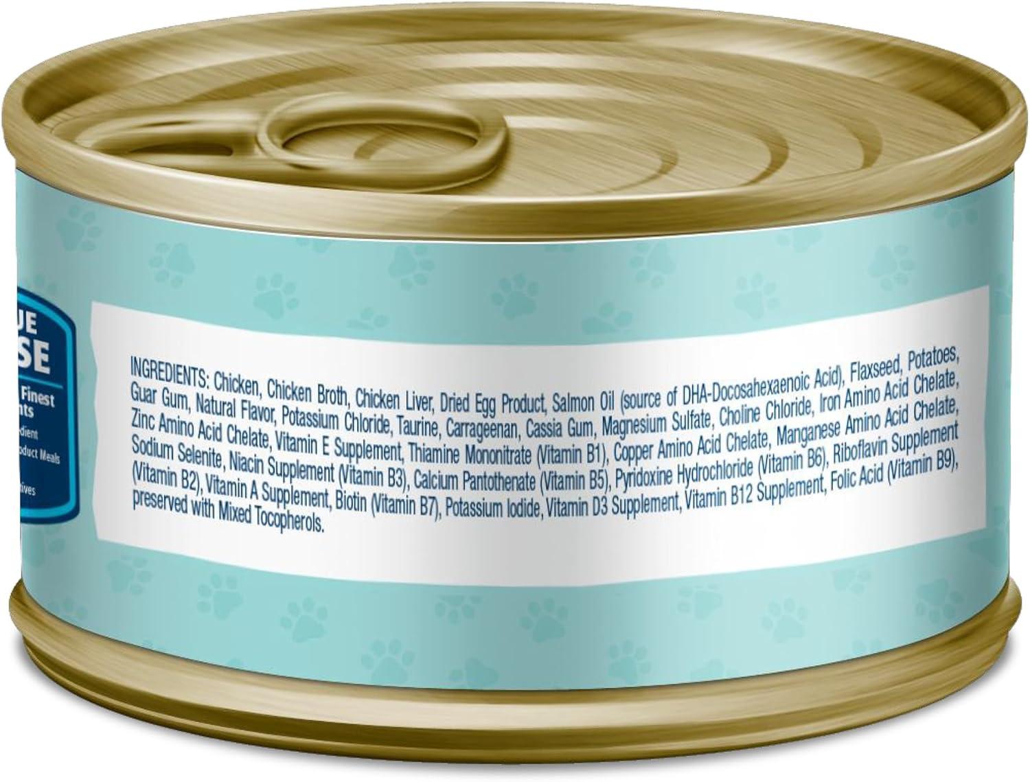 imageBlue Buffalo Baby BLUE Natural GrainFree Wet Food for Kittens Healthy Growth Formula with DHA HighProtein Salmon Pate 3 Ounce Pack of 24Chicken