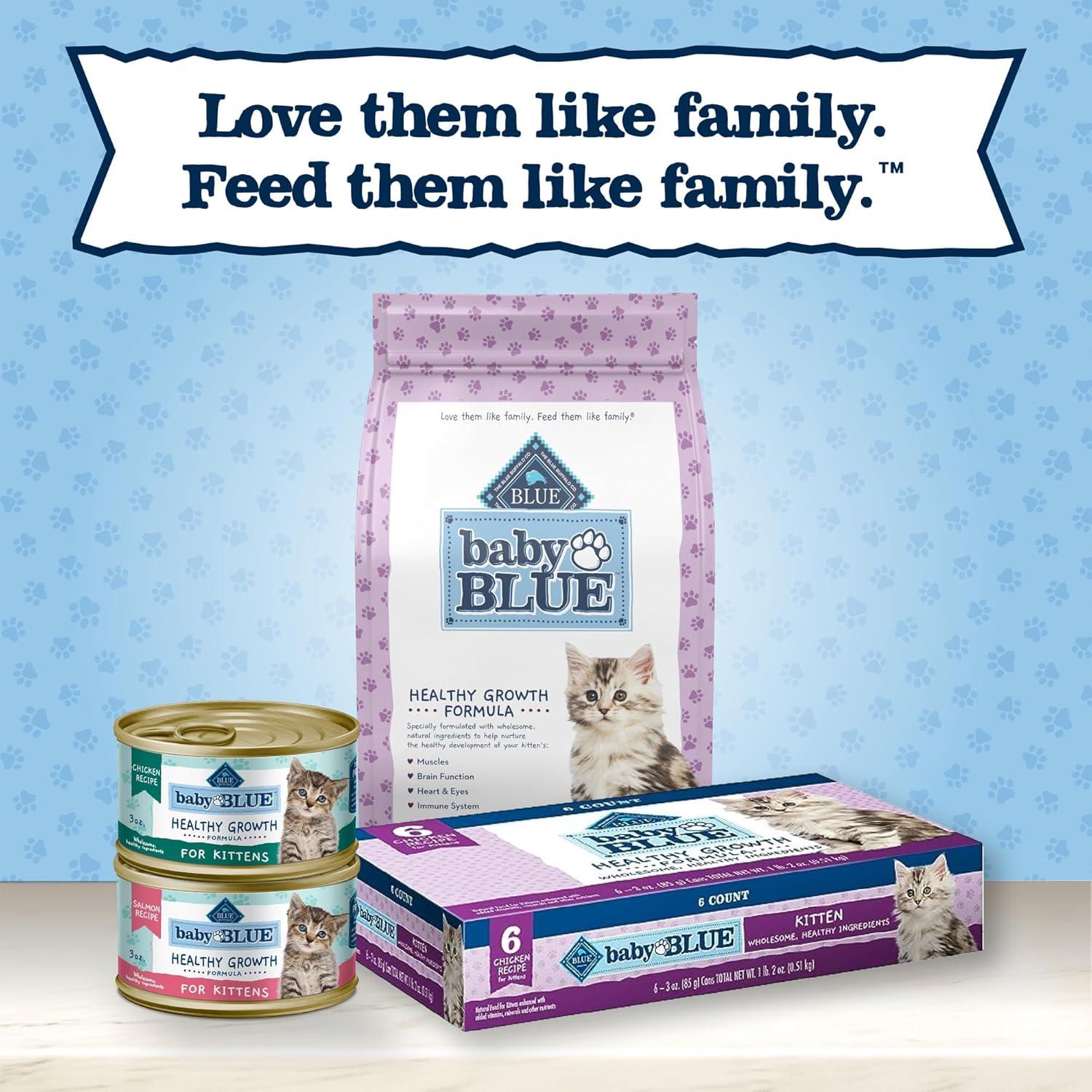 imageBlue Buffalo Baby BLUE Natural GrainFree Wet Food for Kittens Healthy Growth Formula with DHA HighProtein Salmon Pate 3 Ounce Pack of 24Chicken