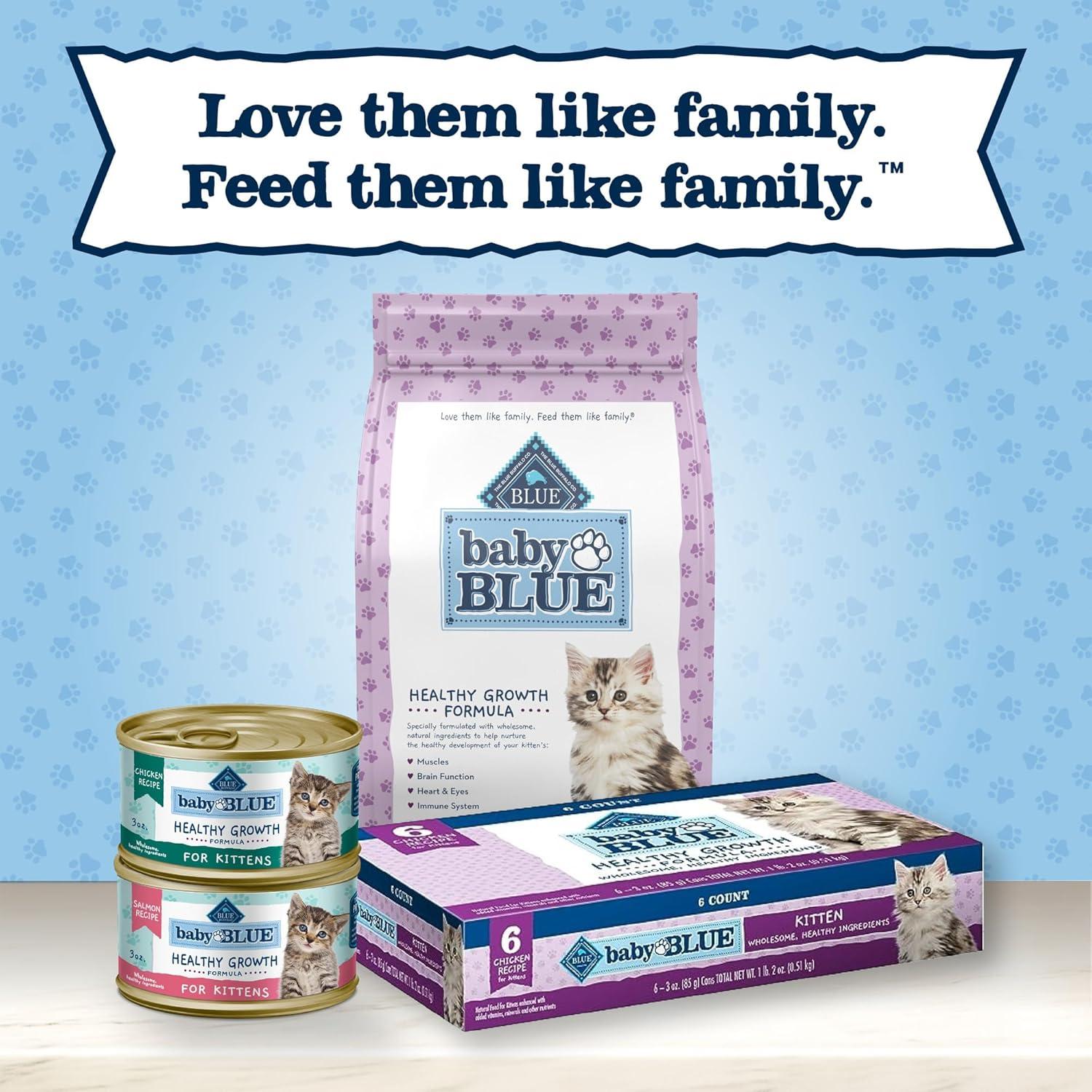 imageBlue Buffalo Baby BLUE Natural GrainFree Wet Food for Kittens Healthy Growth Formula with DHA HighProtein Salmon Pate 3 Ounce Pack of 24Salmon