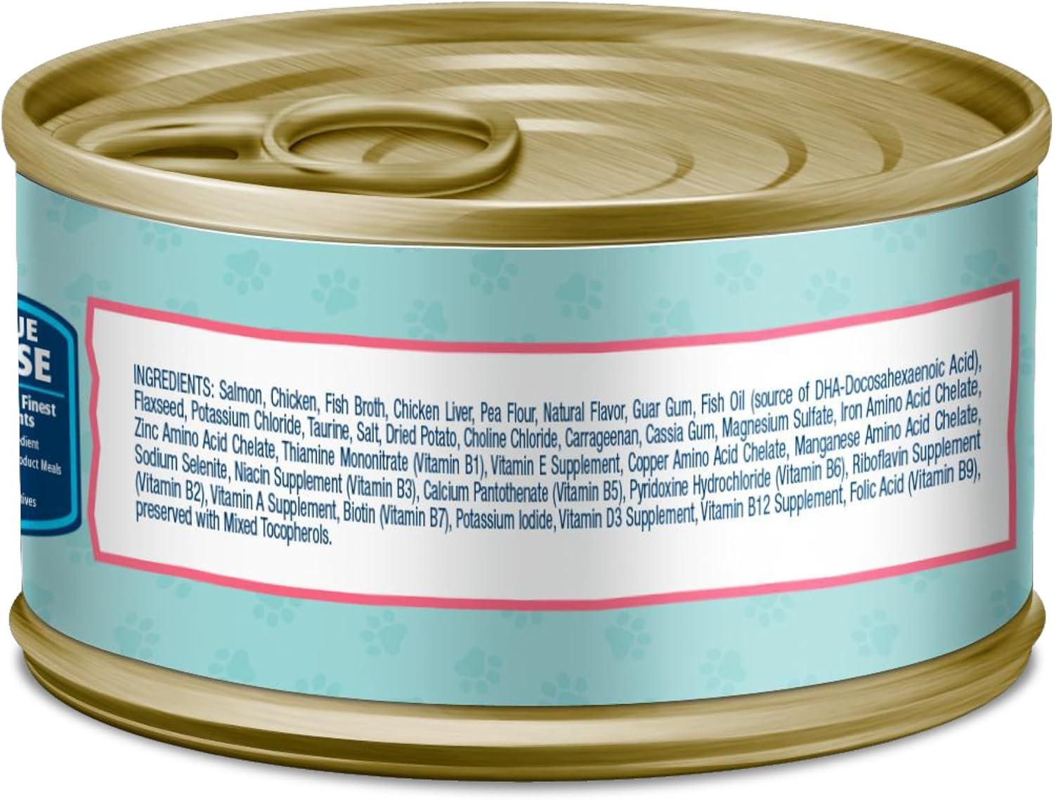 imageBlue Buffalo Baby BLUE Natural GrainFree Wet Food for Kittens Healthy Growth Formula with DHA HighProtein Salmon Pate 3 Ounce Pack of 24Salmon