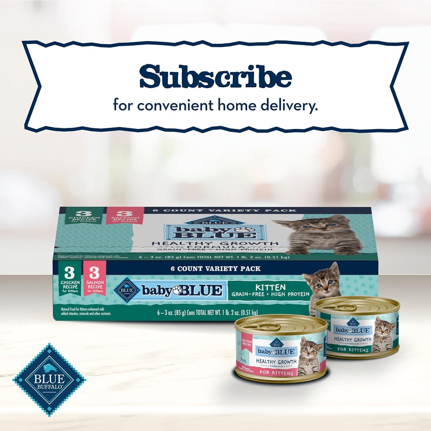 imageBlue Buffalo Baby BLUE Natural GrainFree Wet Food for Kittens Healthy Growth Formula with DHA HighProtein Salmon Pate 3 Ounce Pack of 24Salmon