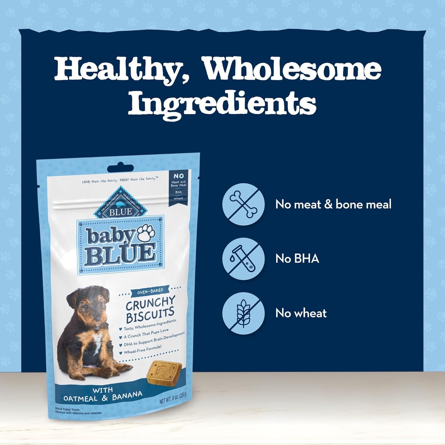 imageBlue Buffalo Baby Blue Crunchy Biscuits with DHA Crunchy Dog Treats for Puppies Made with Natural Ingredients Oatmeal amp Banana 8oz Bag8 Ounce Pack of 1