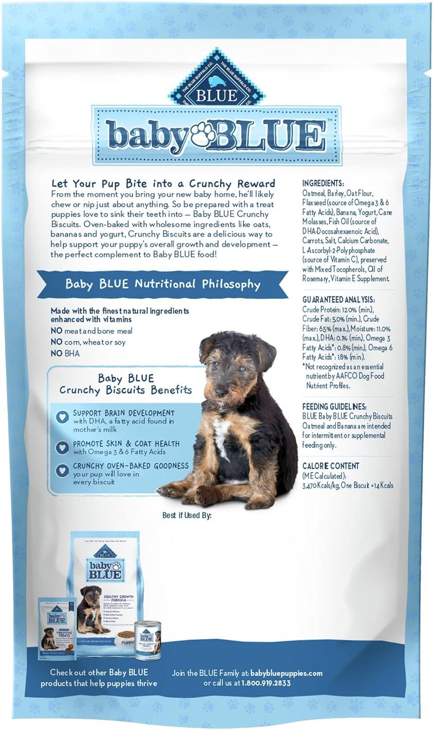 imageBlue Buffalo Baby Blue Crunchy Biscuits with DHA Crunchy Dog Treats for Puppies Made with Natural Ingredients Oatmeal amp Banana 8oz Bag8 Ounce Pack of 2