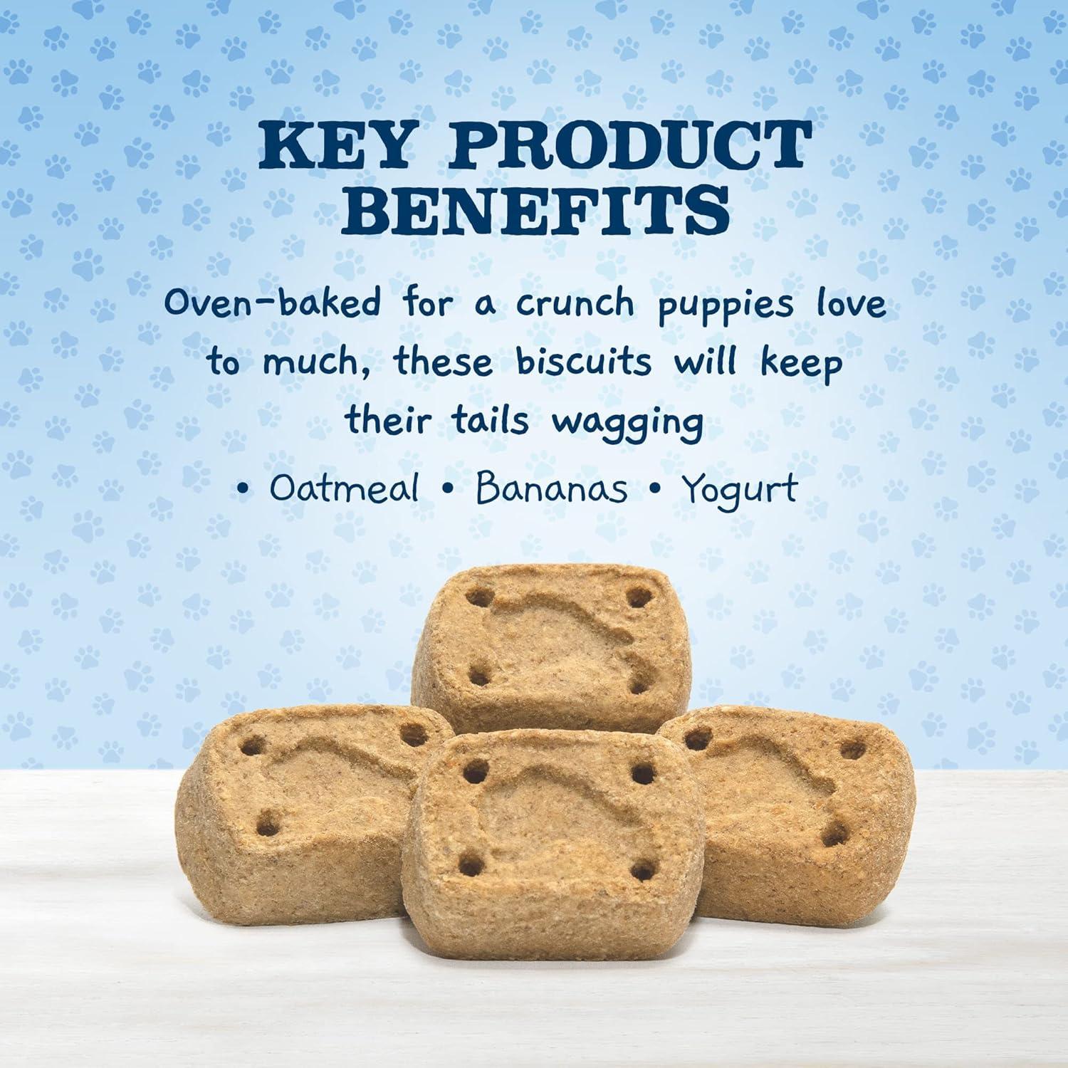 imageBlue Buffalo Baby Blue Crunchy Biscuits with DHA Crunchy Dog Treats for Puppies Made with Natural Ingredients Oatmeal amp Banana 8oz Bag8 Ounce Pack of 2