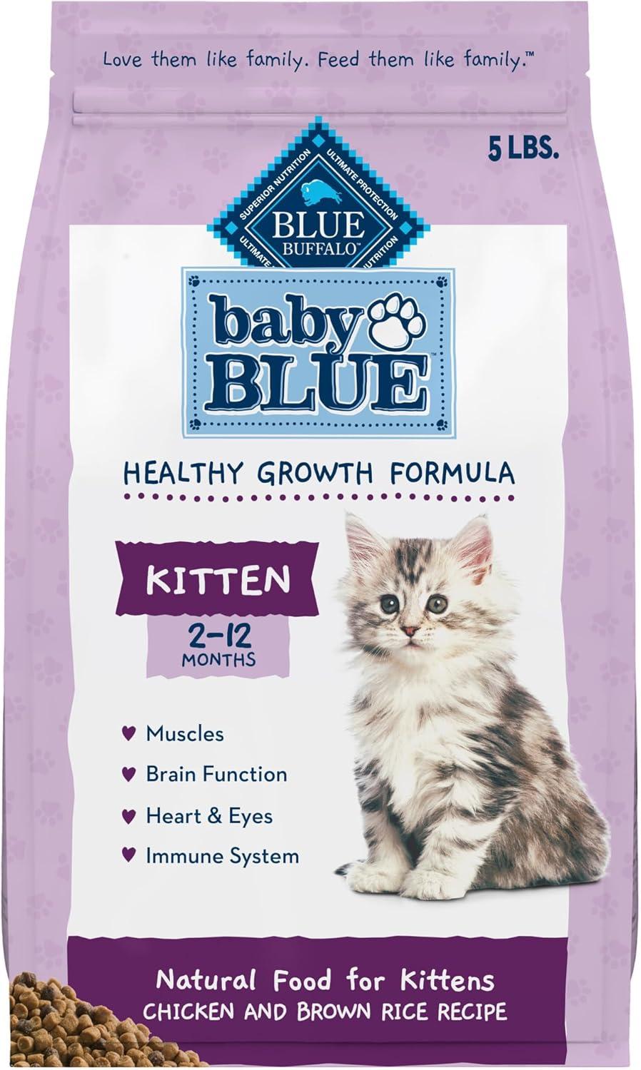 imageBlue Buffalo Baby Blue Natural Dry Food for Kittens Healthy Growth Formula with DHA Chicken and Brown Rice Recipe 5lb BagChicken Brown Rice