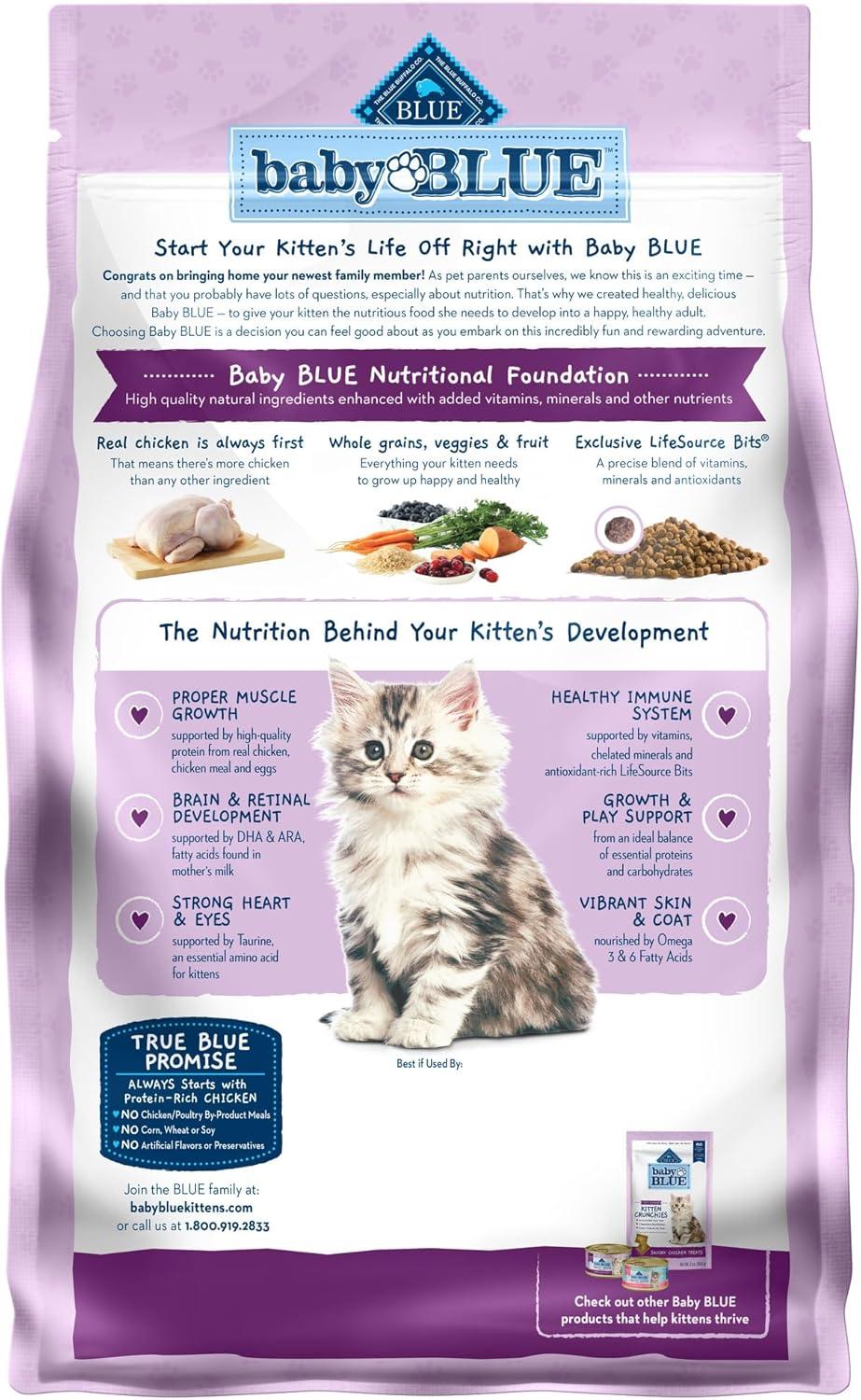 imageBlue Buffalo Baby Blue Natural Dry Food for Kittens Healthy Growth Formula with DHA Chicken and Brown Rice Recipe 5lb BagChicken Brown Rice