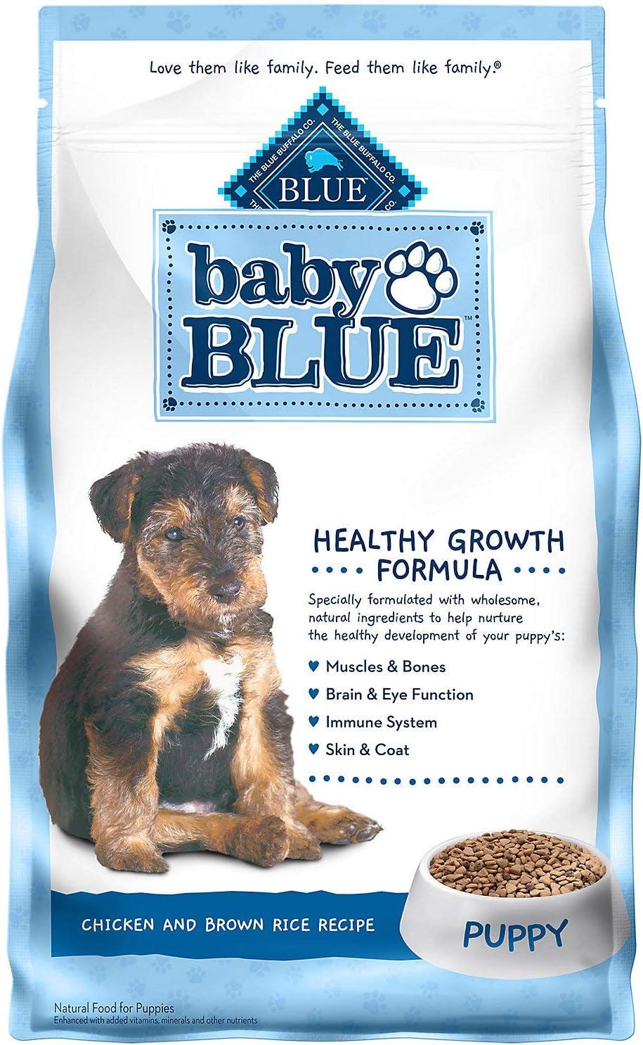 imageBlue Buffalo Baby Blue Natural Dry Food for Puppies Healthy Growth Formula with DHA HighProtein Savory Chicken Recipe 4lb BagChicken Brown Rice