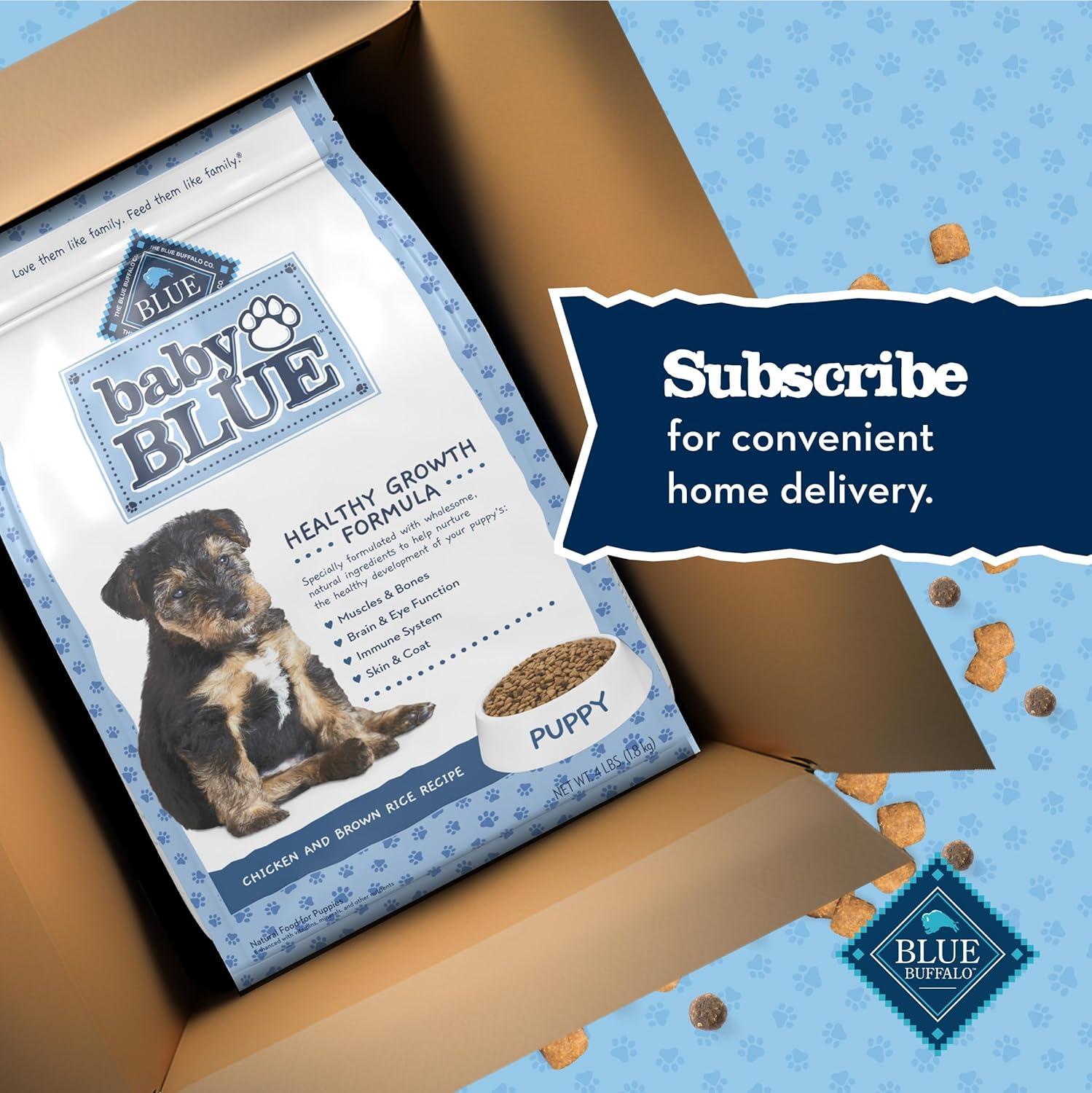 imageBlue Buffalo Baby Blue Natural Dry Food for Puppies Healthy Growth Formula with DHA HighProtein Savory Chicken Recipe 4lb BagChicken Brown Rice