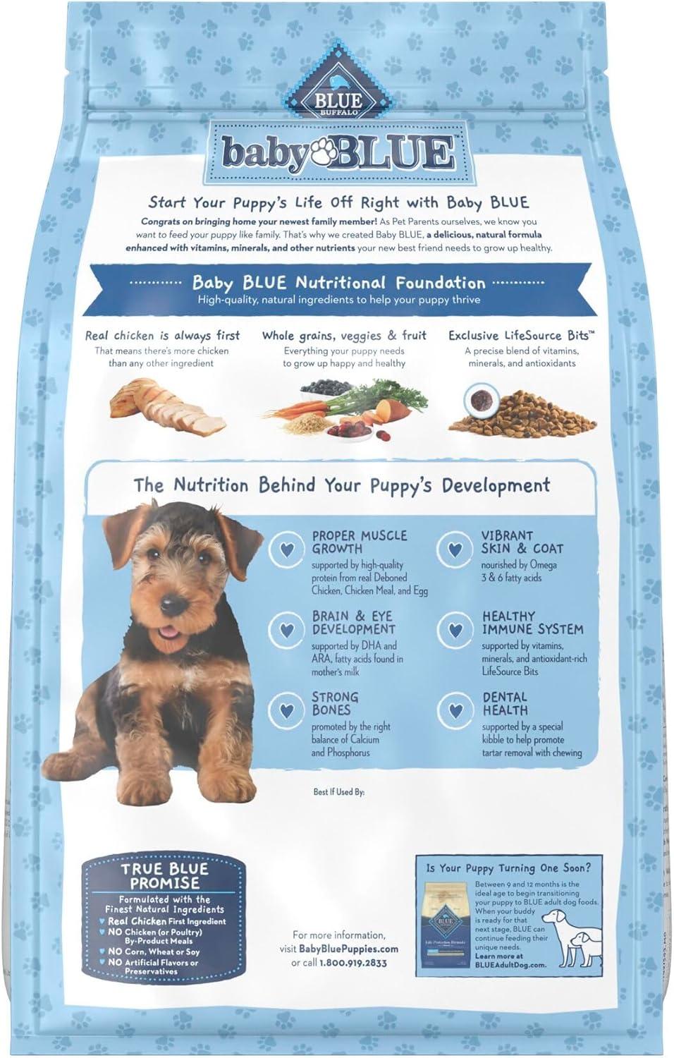 imageBlue Buffalo Baby Blue Natural Dry Food for Puppies Healthy Growth Formula with DHA HighProtein Savory Chicken Recipe 4lb BagChicken Brown Rice
