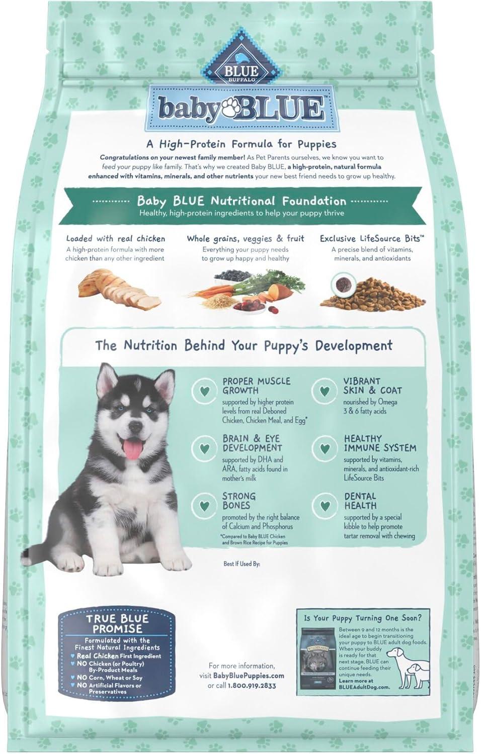 imageBlue Buffalo Baby Blue Natural Dry Food for Puppies Healthy Growth Formula with DHA HighProtein Savory Chicken Recipe 4lb BagChicken