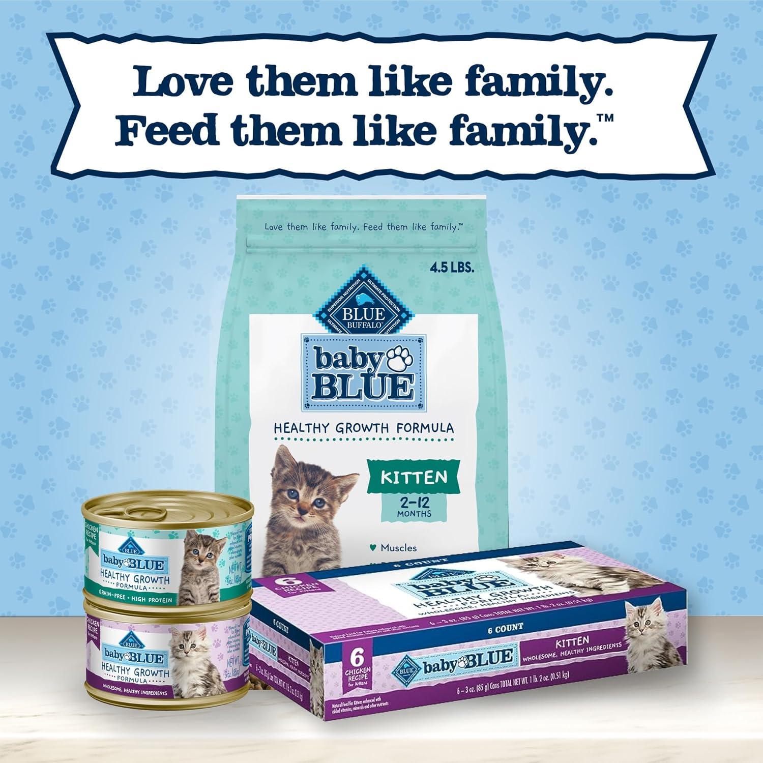 imageBlue Buffalo Baby Blue Natural Kitten GrainFree Dry Cat Food HighProtein Healthy Growth Formula with DHA Savory Chicken 2lb BagChicken