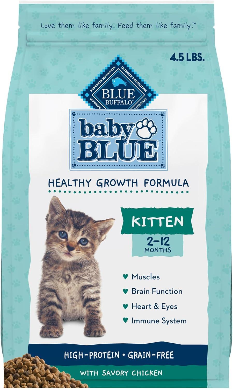 imageBlue Buffalo Baby Blue Natural Kitten GrainFree Dry Cat Food HighProtein Healthy Growth Formula with DHA Savory Chicken 2lb BagChicken