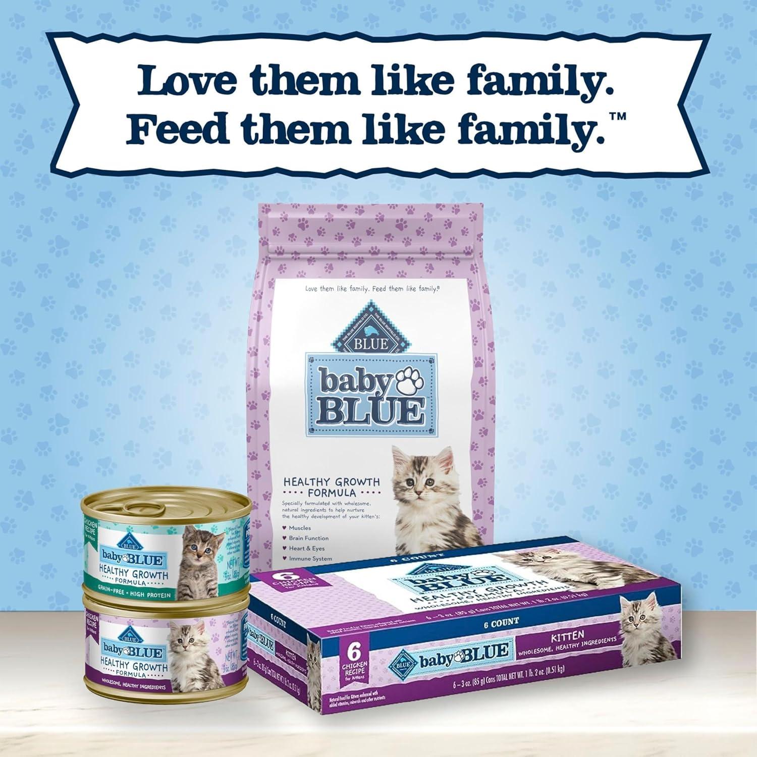 imageBlue Buffalo Baby Blue Natural Kitten Wet Cat Food Healthy Growth Formula with DHA Chicken Recipe MultiPack 3oz Cans 24 Count3 Ounce Pack of 48
