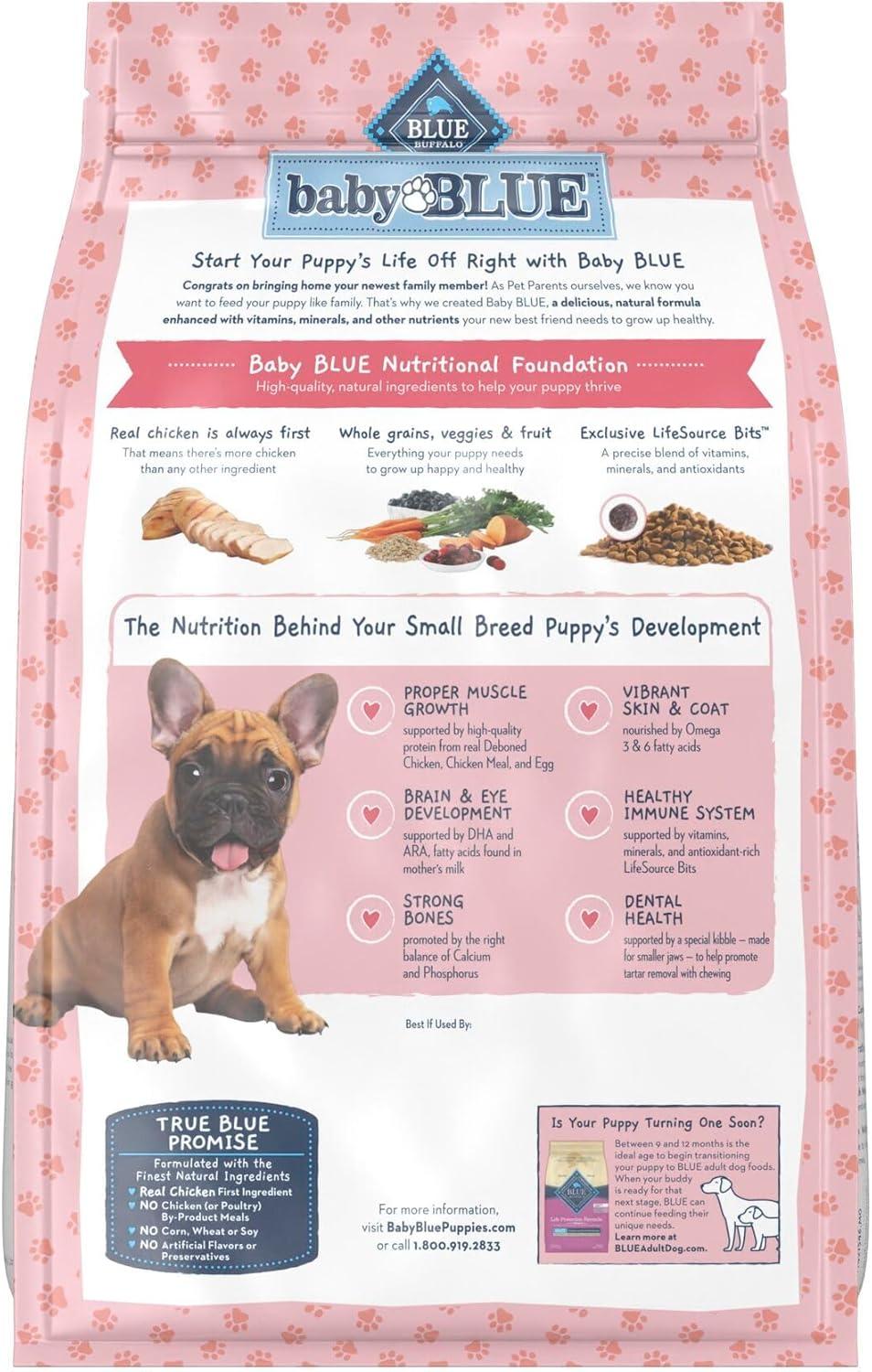 imageBlue Buffalo Baby Blue Natural Small Breed Puppy Dry Dog Food Healthy Growth Formula with DHA Chicken and Oatmeal Recipe 4lb Bag4 Pound Pack of 1