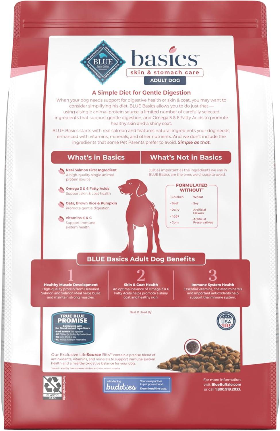 imageBlue Buffalo Basics Adult Dry Dog Food Skin amp Stomach Care Limited Ingredient Diet for Dogs Turkey Recipe 11lb BagSalmon Potato