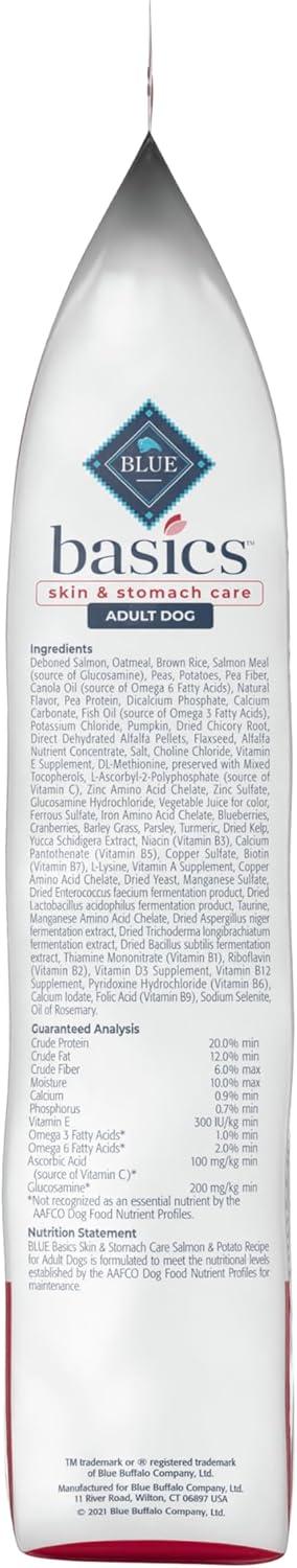 imageBlue Buffalo Basics Adult Dry Dog Food Skin amp Stomach Care Limited Ingredient Diet for Dogs Turkey Recipe 11lb BagSalmon Potato