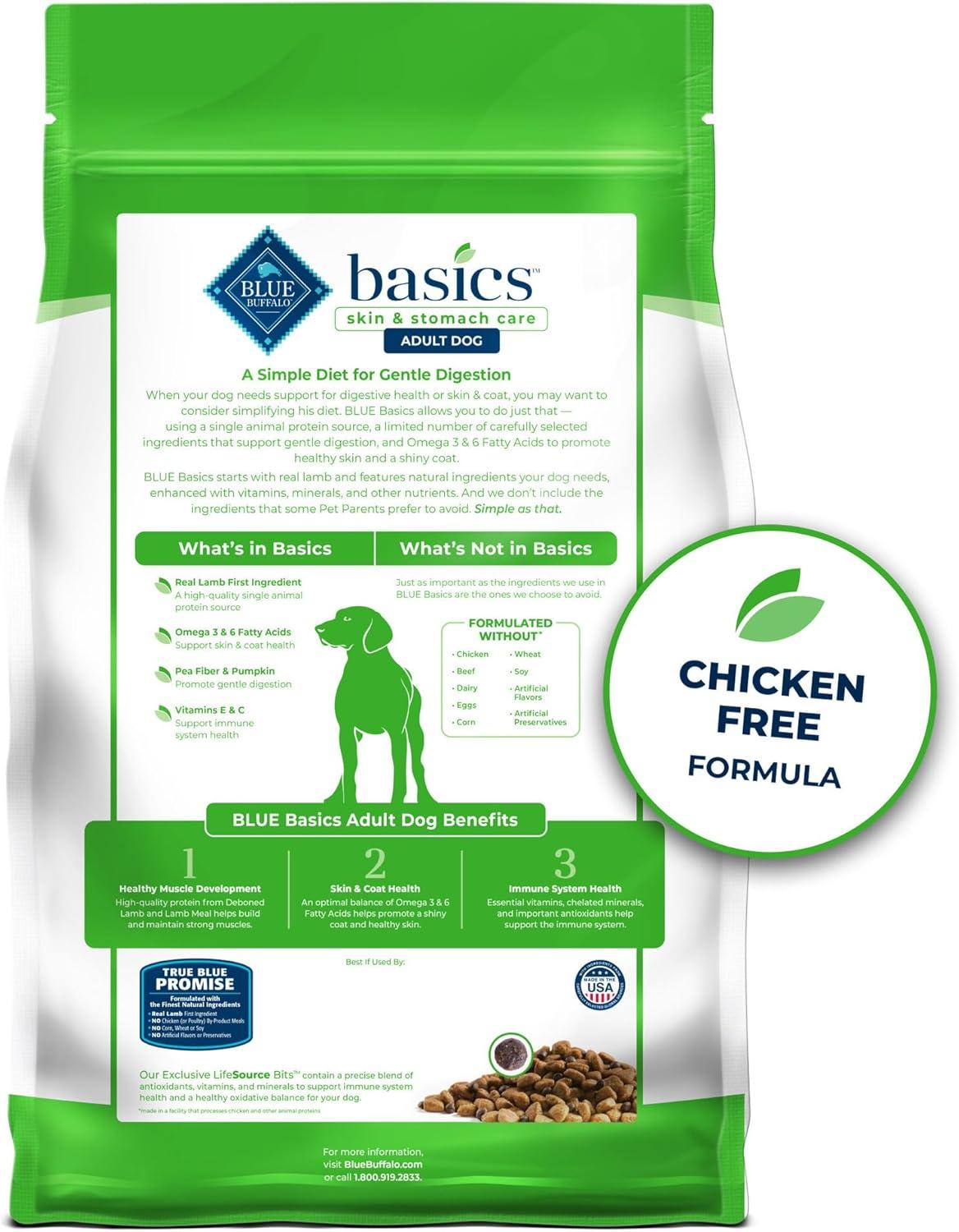 imageBlue Buffalo Basics Adult GrainFree Dry Dog Food for Skin amp Stomach Care Limited Ingredient Diet Made in the USA with Natural Ingredients Turkey amp Potato Recipe 11lb BagLamb Potato