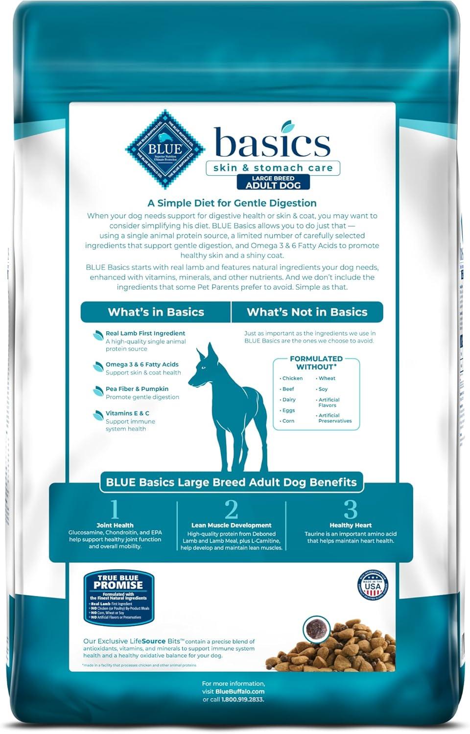 imageBlue Buffalo Basics Adult Large Breed GrainFree Dry Dog Food for Skin amp Stomach Care Limited Ingredient Diet Made in the USA with Natural Ingredients Lamb amp Potato Recipe 22lb Bag