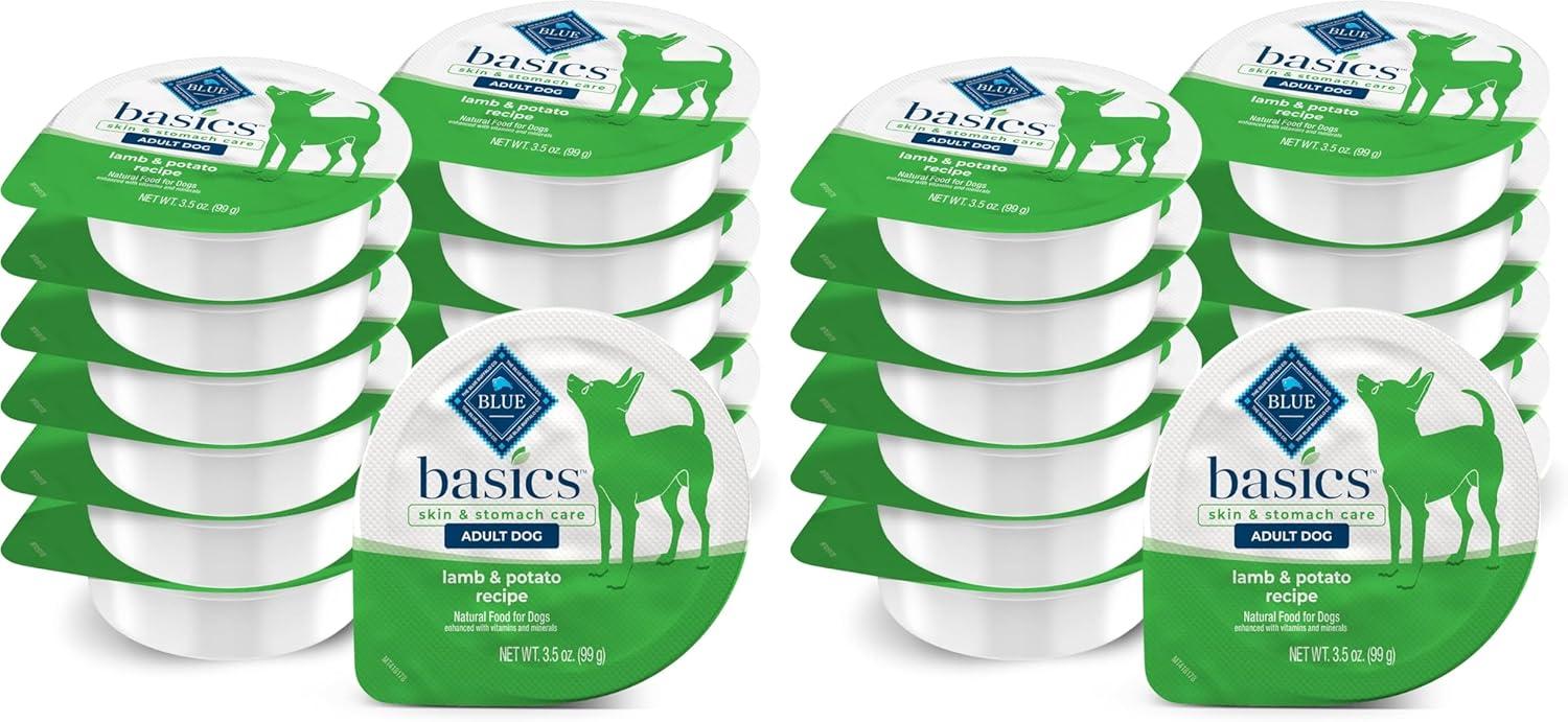 imageBlue Buffalo Basics Adult Small Breed GrainFree Wet Dog Food for Skin amp Stomach Care Limited Ingredient Diet Lamb Recipe 35oz Cups 12 CountLamb Potato