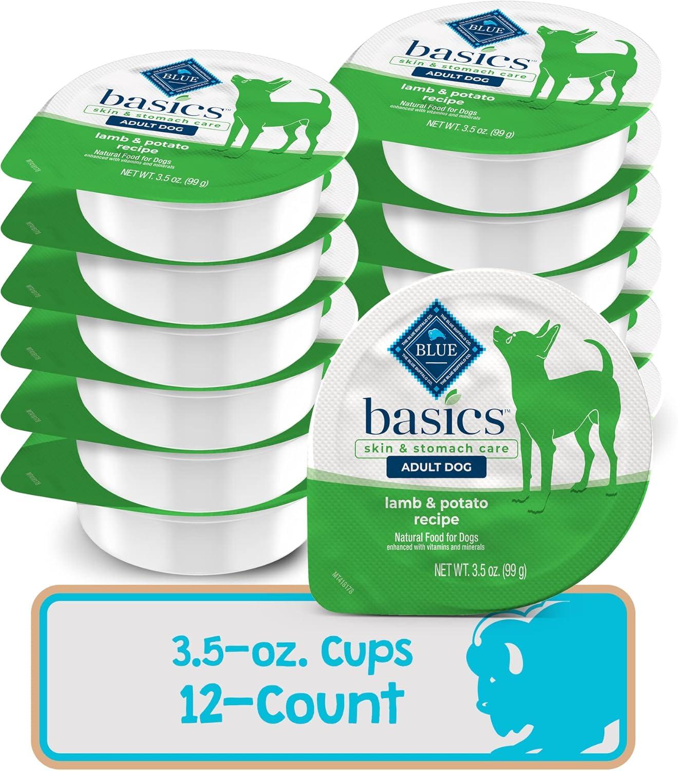 imageBlue Buffalo Basics Adult Small Breed GrainFree Wet Dog Food for Skin amp Stomach Care Limited Ingredient Diet Lamb Recipe 35oz Cups 12 CountLamb Potato