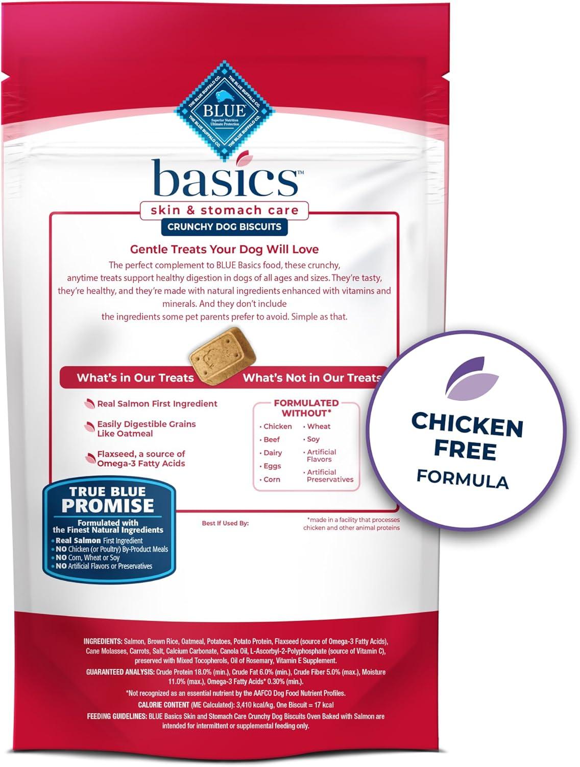 imageBlue Buffalo Basics Crunchy Dog Biscuits for Skin amp Stomach Care Limited Ingredient Diet Dog Treats Salmon amp Potato Recipe 6oz BagSalmon Potato