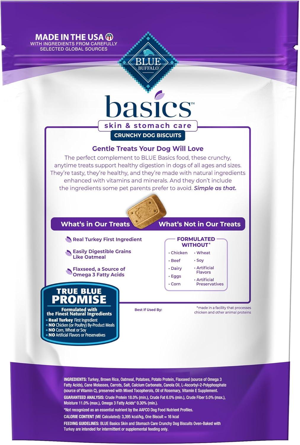 imageBlue Buffalo Basics Crunchy Dog Biscuits for Skin amp Stomach Care Limited Ingredient Diet Dog Treats Salmon amp Potato Recipe 6oz BagTurkey Potato