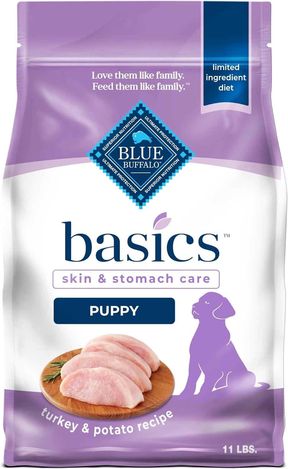imageBlue Buffalo Basics Dry Dog Food for Puppies Skin amp Stomach Care Limited Ingredient Diet for Dogs Turkey Recipe 11lb BagTurkey Potato