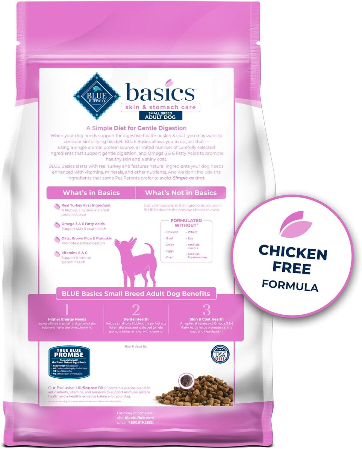 imageBlue Buffalo Basics Dry Dog Food for Small Breed Adult Dogs Limited Ingredient Diet Turkey Recipe 11lb BagTurkey Potato