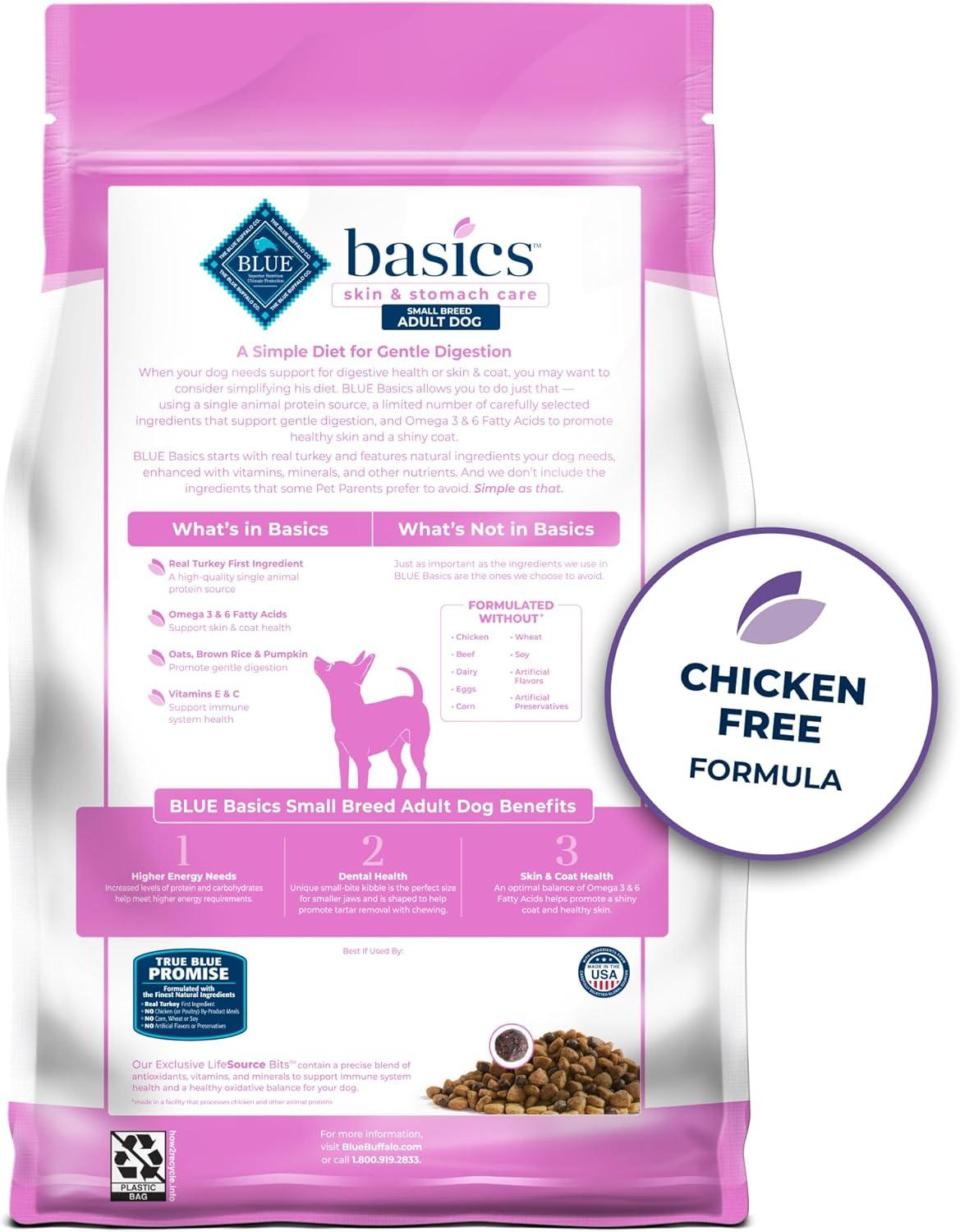 imageBlue Buffalo Basics Dry Dog Food for Small Breed Adult Dogs Limited Ingredient Diet Turkey Recipe 11lb BagTurkey Potato