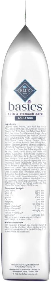 imageBlue Buffalo Basics GrainFree Adult Dry Dog Food Skin amp Stomach Care Limited Ingredient Diet for Dogs Turkey Recipe 24lb Bag24 Pound Pack of 1