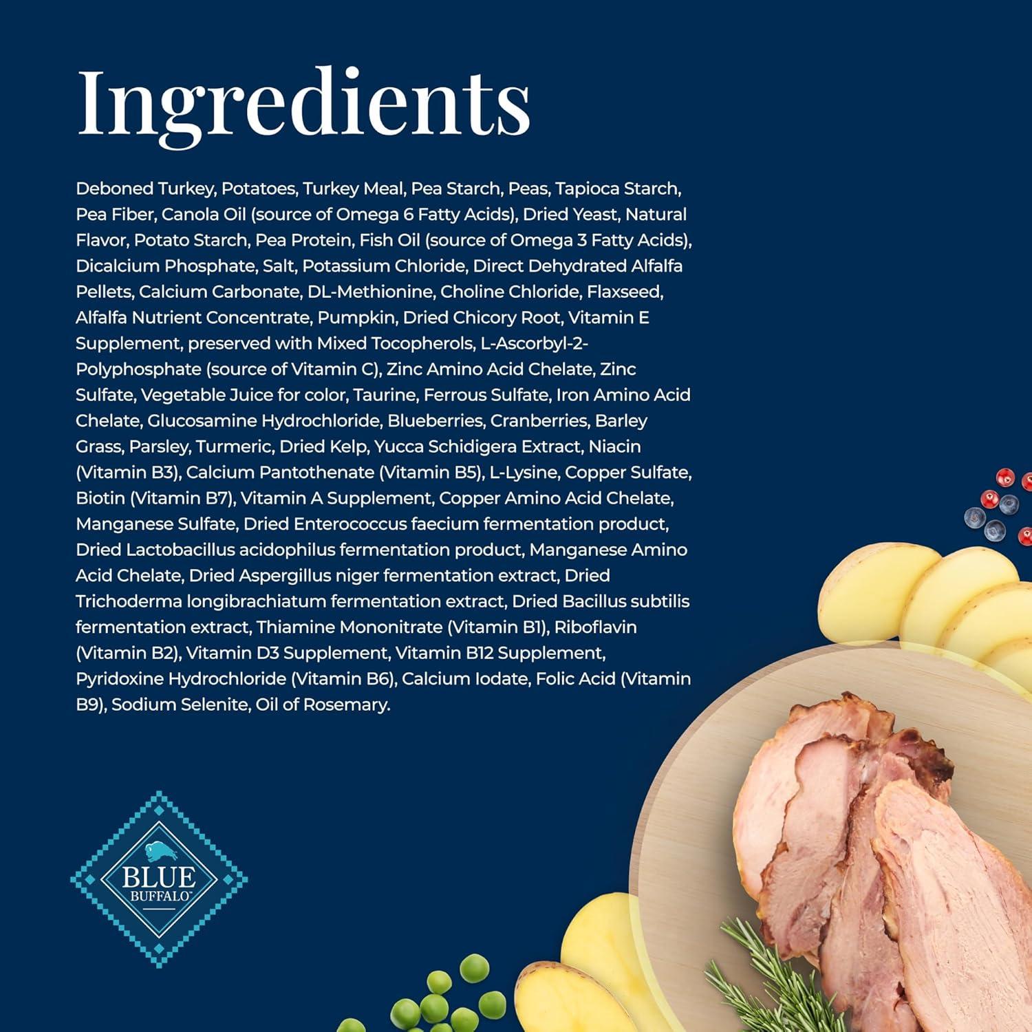 imageBlue Buffalo Basics GrainFree Adult Dry Dog Food Skin amp Stomach Care Limited Ingredient Diet for Dogs Turkey Recipe 4lb BagTurkey Potato