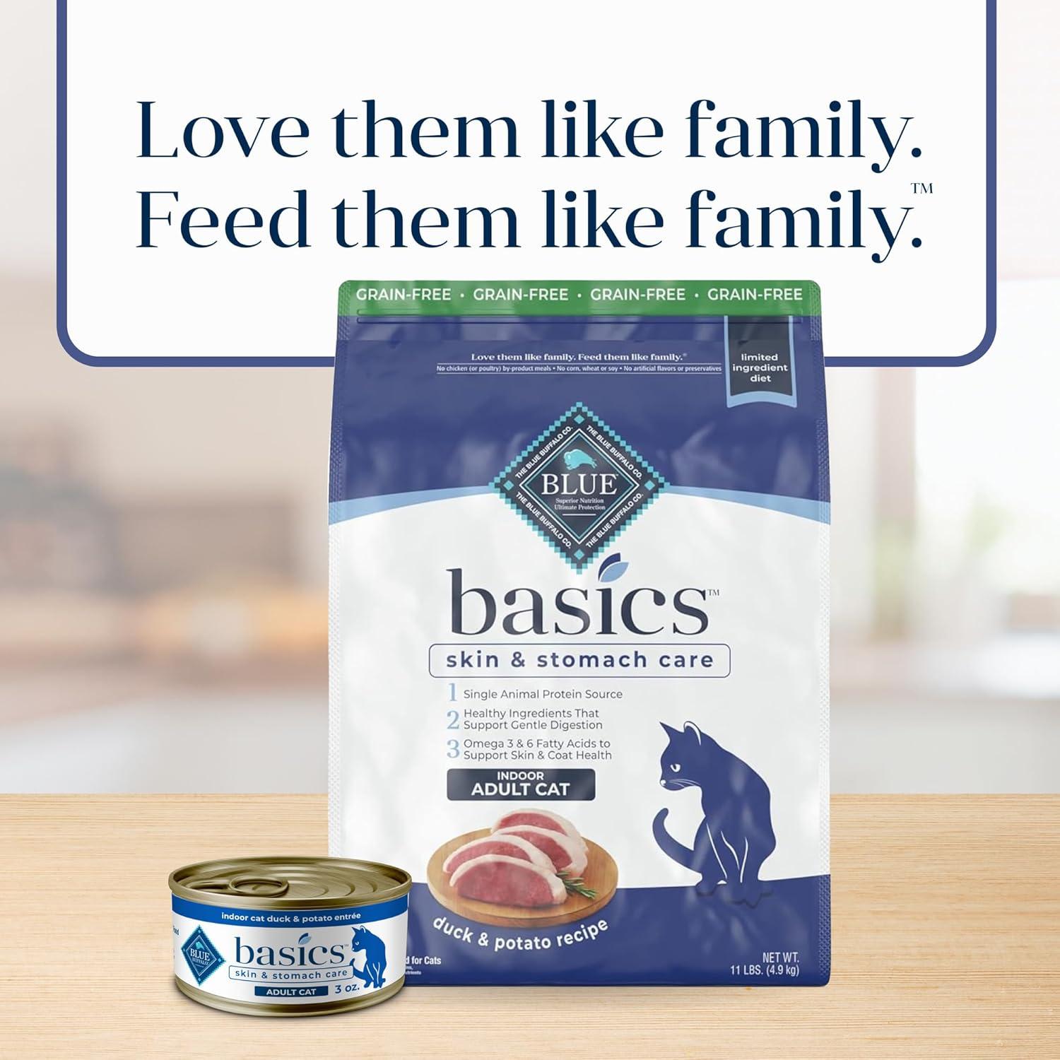imageBlue Buffalo Basics GrainFree Dry Cat Food Skin amp Stomach Care Limited Ingredient Diet for Indoor Cats Turkey amp Potato Recipe 11lb BagDuck Potato