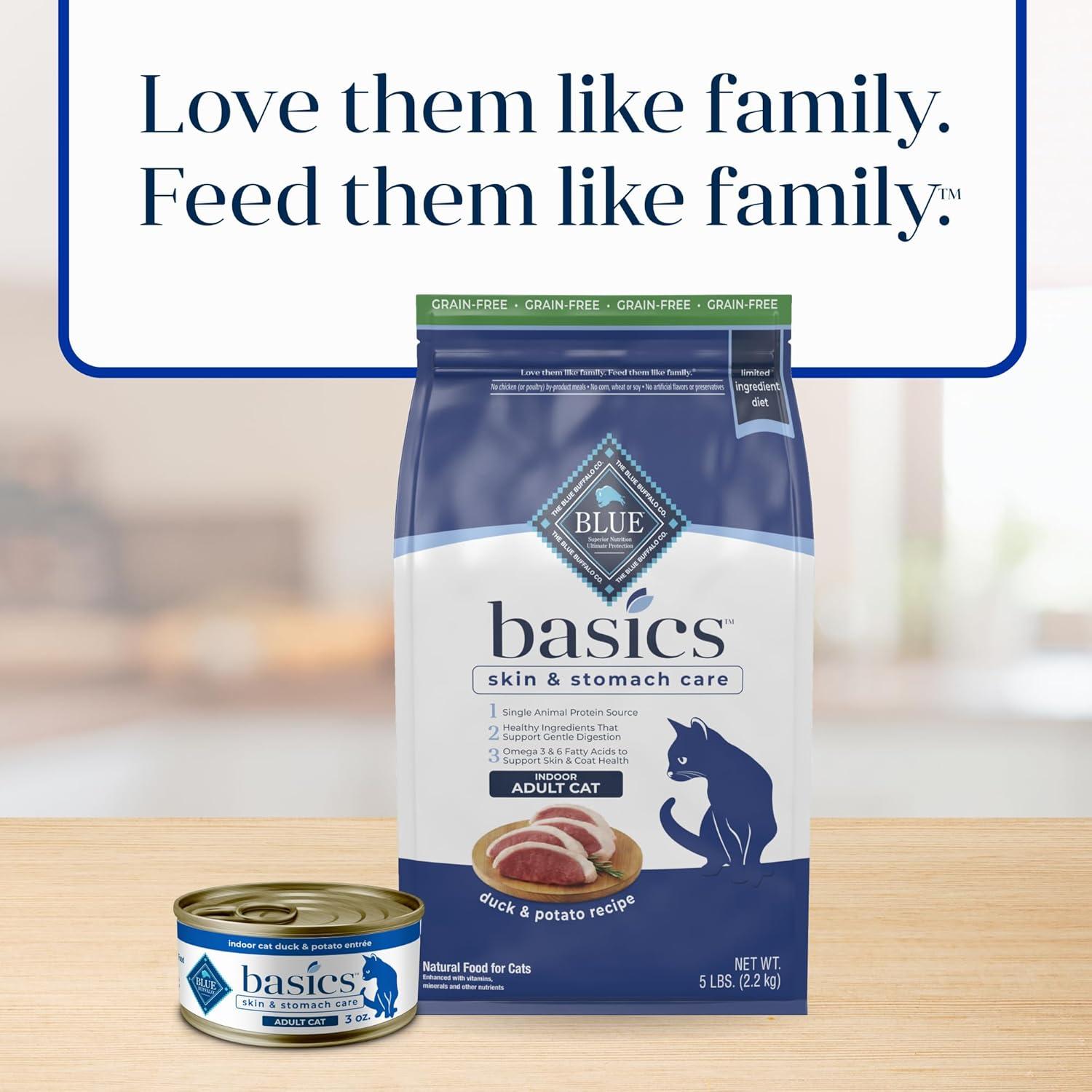 imageBlue Buffalo Basics GrainFree Dry Cat Food Skin amp Stomach Care Limited Ingredient Diet for Indoor Cats Turkey amp Potato Recipe 11lb BagDuck Potato