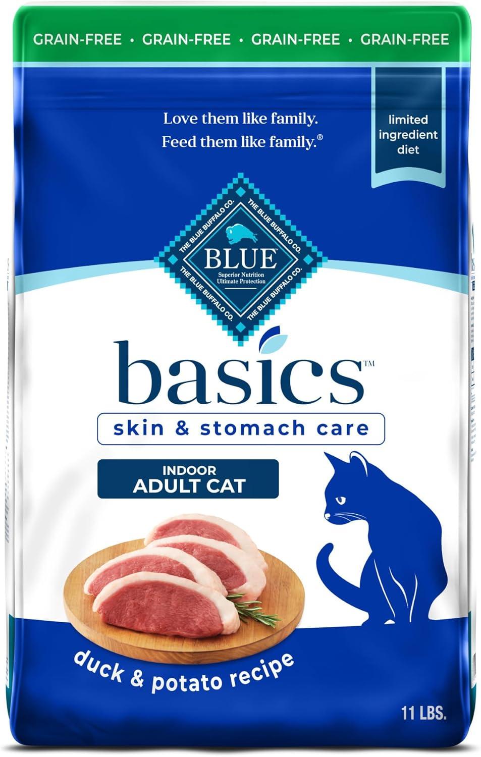 imageBlue Buffalo Basics GrainFree Dry Cat Food Skin amp Stomach Care Limited Ingredient Diet for Indoor Cats Turkey amp Potato Recipe 11lb BagDuck Potato