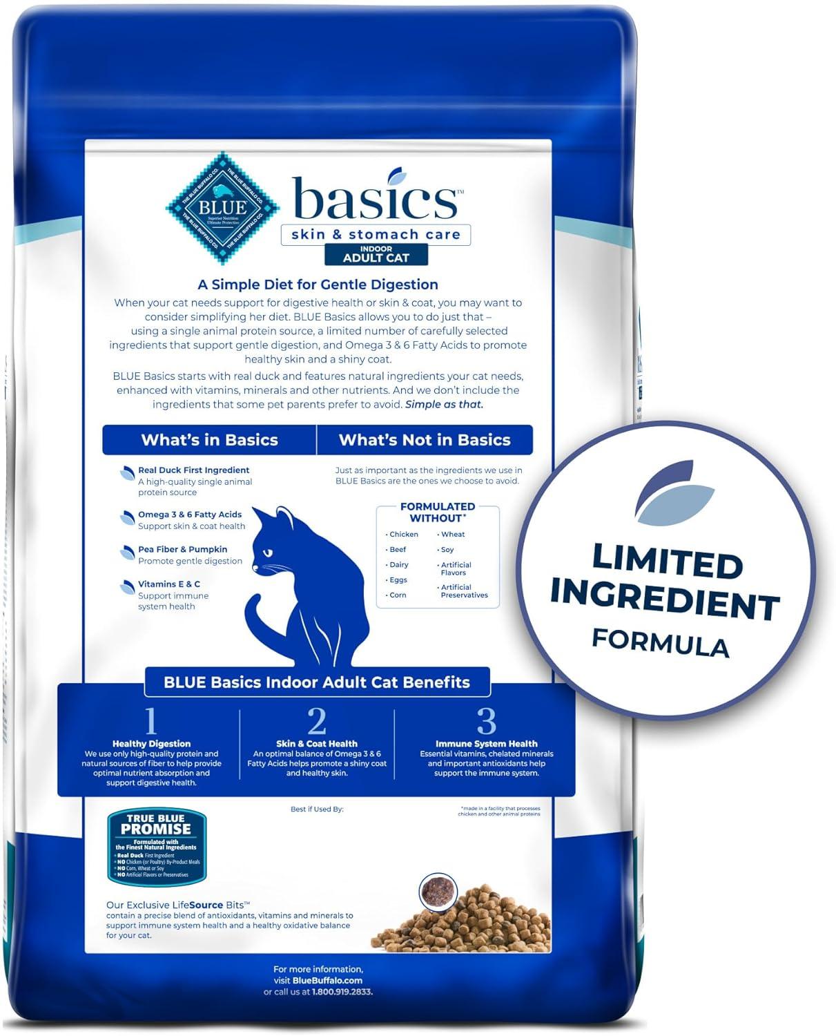 imageBlue Buffalo Basics GrainFree Dry Cat Food Skin amp Stomach Care Limited Ingredient Diet for Indoor Cats Turkey amp Potato Recipe 11lb BagDuck Potato