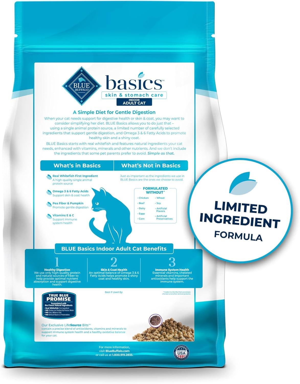 imageBlue Buffalo Basics GrainFree Dry Cat Food Skin amp Stomach Care Limited Ingredient Diet for Indoor Cats Turkey amp Potato Recipe 11lb BagFish Potato