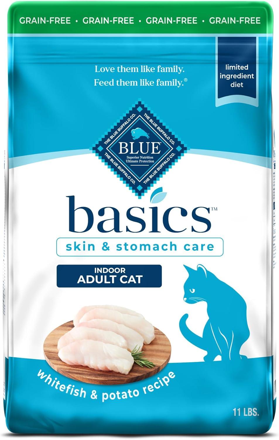 imageBlue Buffalo Basics GrainFree Dry Cat Food Skin amp Stomach Care Limited Ingredient Diet for Indoor Cats Turkey amp Potato Recipe 11lb BagFish Potato