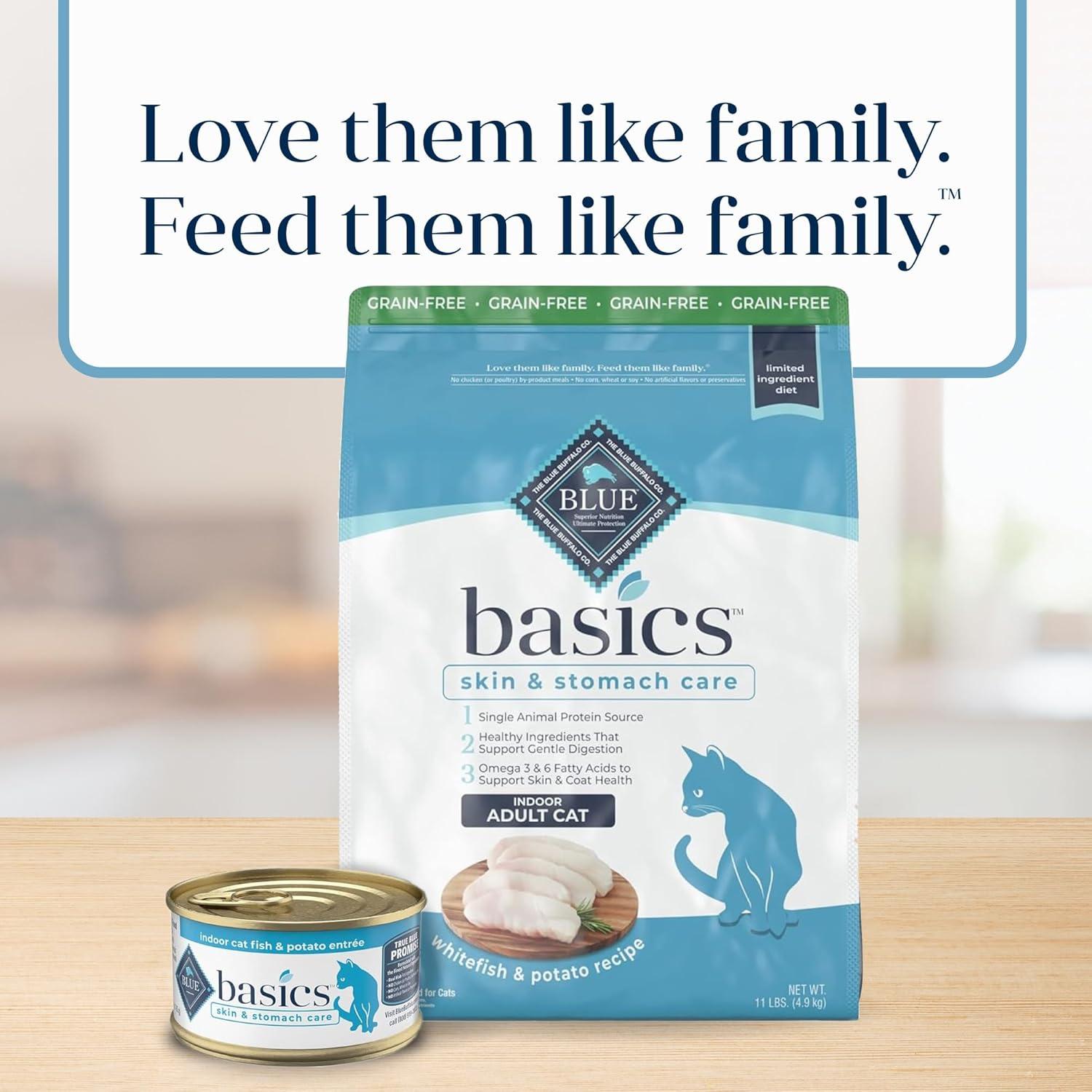 imageBlue Buffalo Basics GrainFree Dry Cat Food Skin amp Stomach Care Limited Ingredient Diet for Indoor Cats Turkey amp Potato Recipe 11lb BagFish Potato