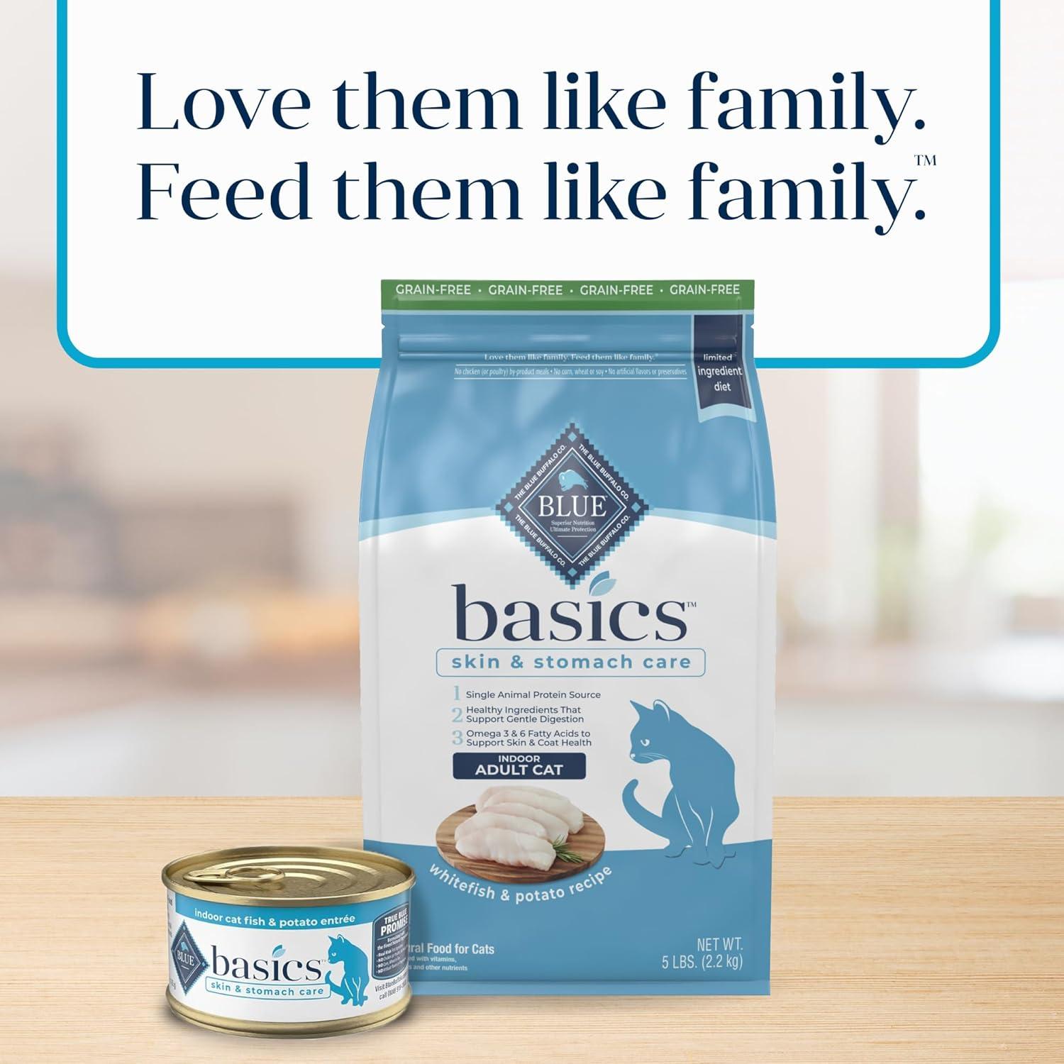 imageBlue Buffalo Basics GrainFree Dry Cat Food Skin amp Stomach Care Limited Ingredient Diet for Indoor Cats Turkey amp Potato Recipe 11lb BagFish Potato