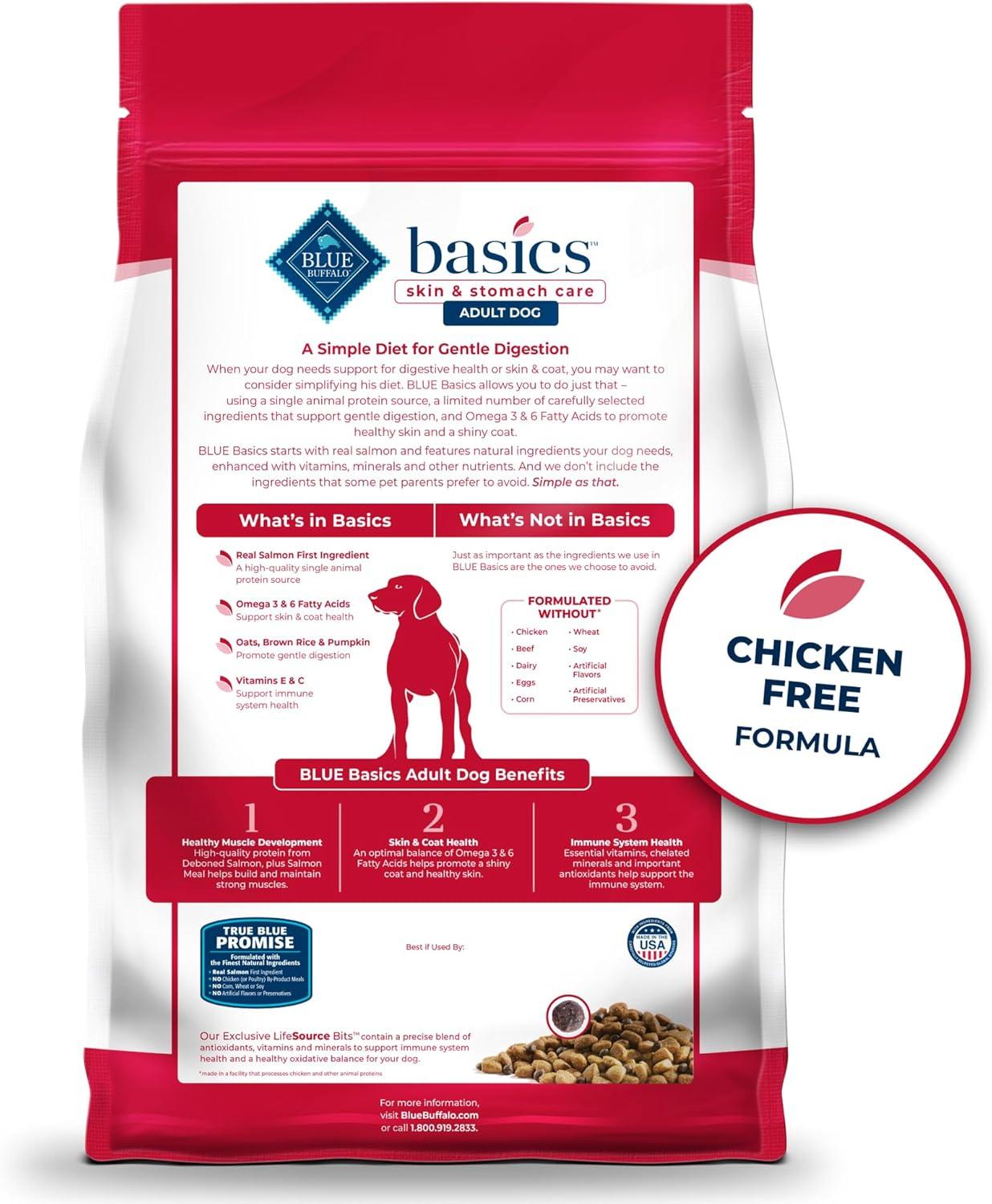 imageBlue Buffalo Basics GrainFree Dry Dog Food for Adult Dogs Limited Ingredient Diet Lamb Recipe 22lb BagSalmon Potato