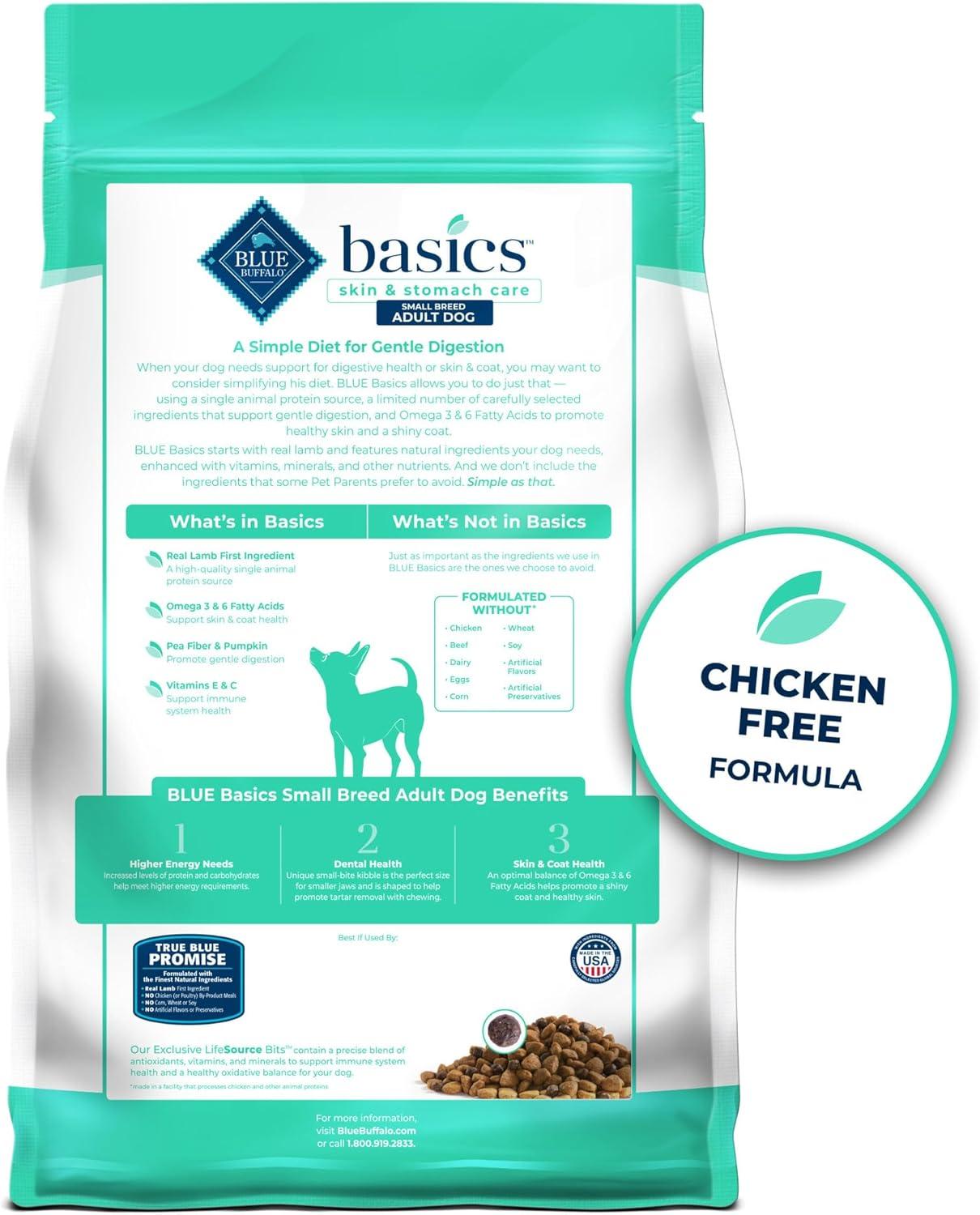 imageBlue Buffalo Basics GrainFree Dry Dog Food for Small Breed Adult Dogs Limited Ingredient Diet Lamb Recipe 11lb Bag