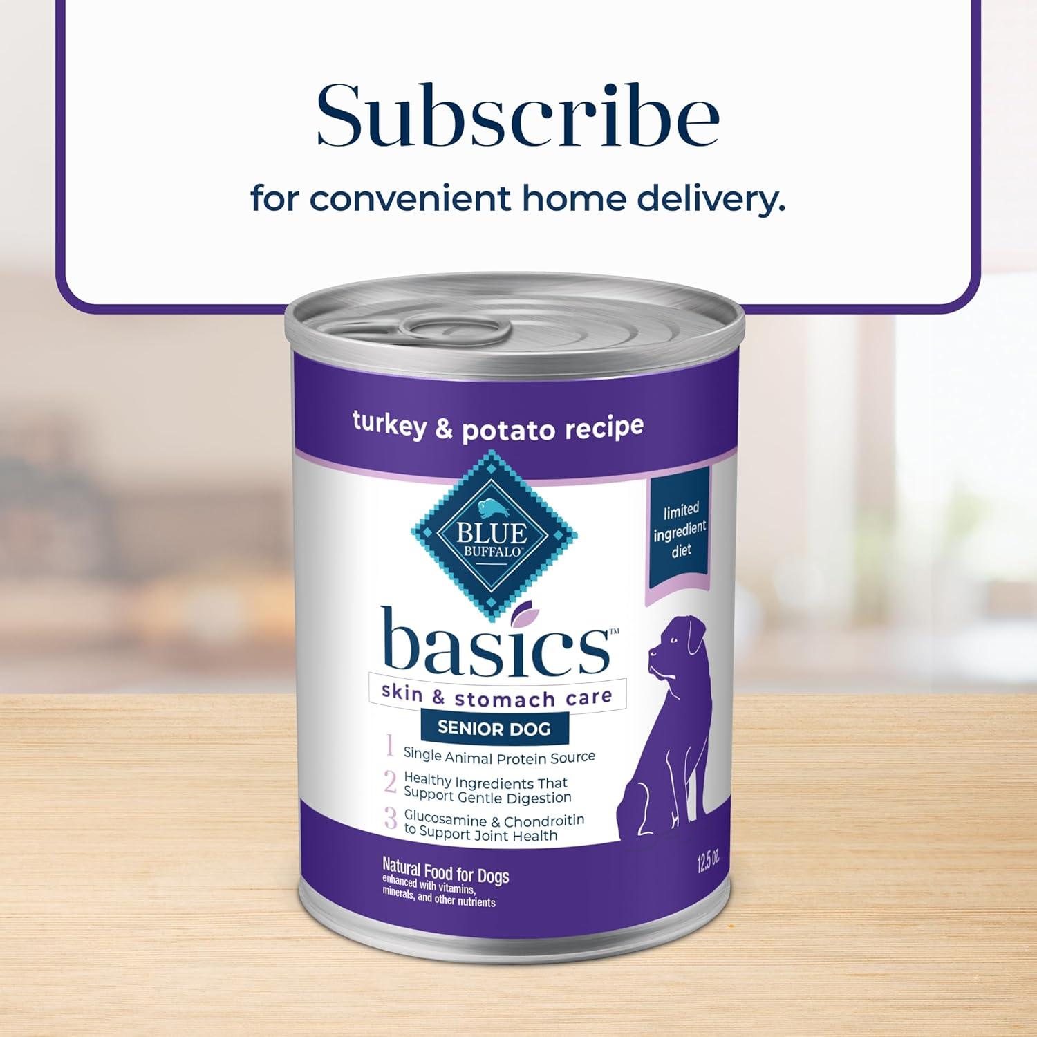 imageBlue Buffalo Basics GrainFree Senior Wet Dog Food Skin amp Stomach Care Limited Ingredient Diet Turkey Recipe 125oz Cans 12 Count