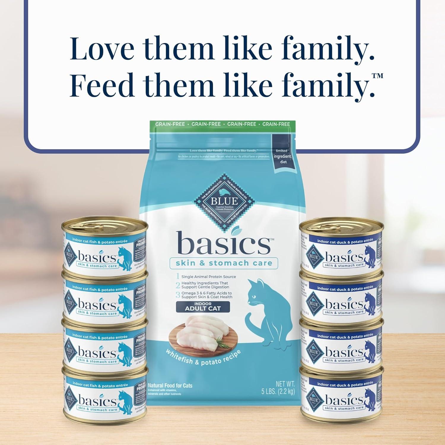 imageBlue Buffalo Basics GrainFree Wet Cat Food Skin amp Stomach Care Limited Ingredient Diet for Indoor Cats Duck amp Potato Entre 3oz Cans 24 CountDuck