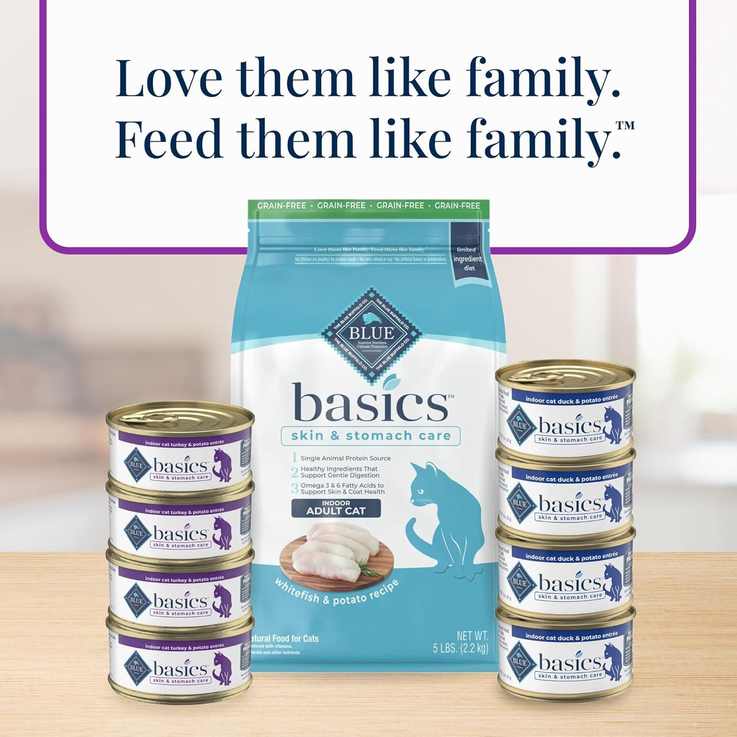 imageBlue Buffalo Basics GrainFree Wet Cat Food Skin amp Stomach Care Limited Ingredient Diet for Indoor Cats Duck amp Potato Entre 3oz Cans 24 CountTurkey