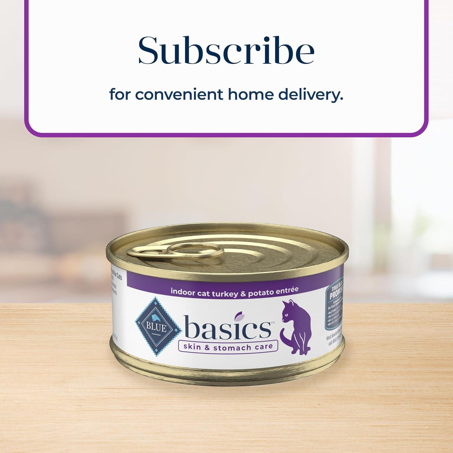 imageBlue Buffalo Basics GrainFree Wet Cat Food Skin amp Stomach Care Limited Ingredient Diet for Indoor Cats Duck amp Potato Entre 3oz Cans 24 CountTurkey
