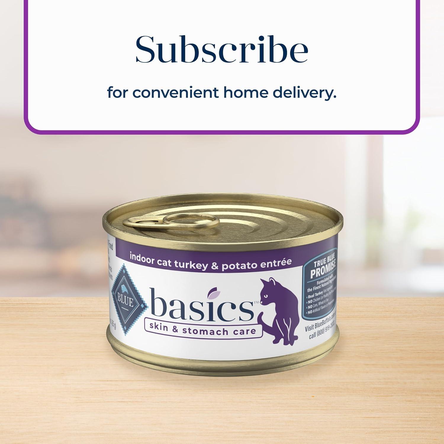 imageBlue Buffalo Basics GrainFree Wet Cat Food Skin amp Stomach Care Limited Ingredient Diet for Indoor Cats Duck amp Potato Entre 3oz Cans 24 CountTurkey
