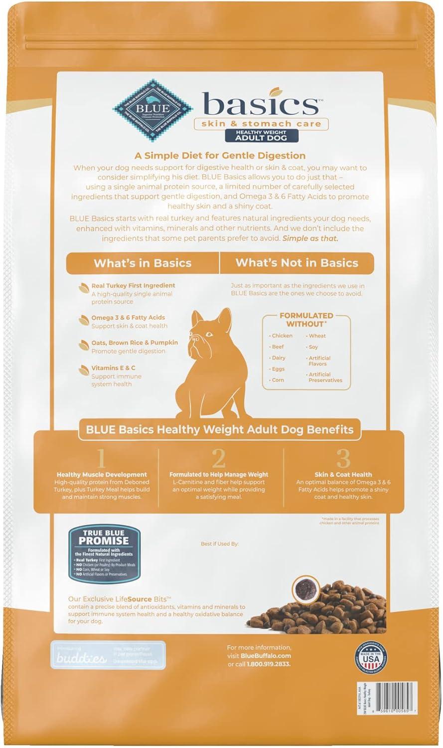 imageBlue Buffalo Basics Healthy Weight Adult Dry Dog Food Skin amp Stomach Care Limited Ingredient Diet for Dogs Turkey Recipe 4lb BagTurkey Potato