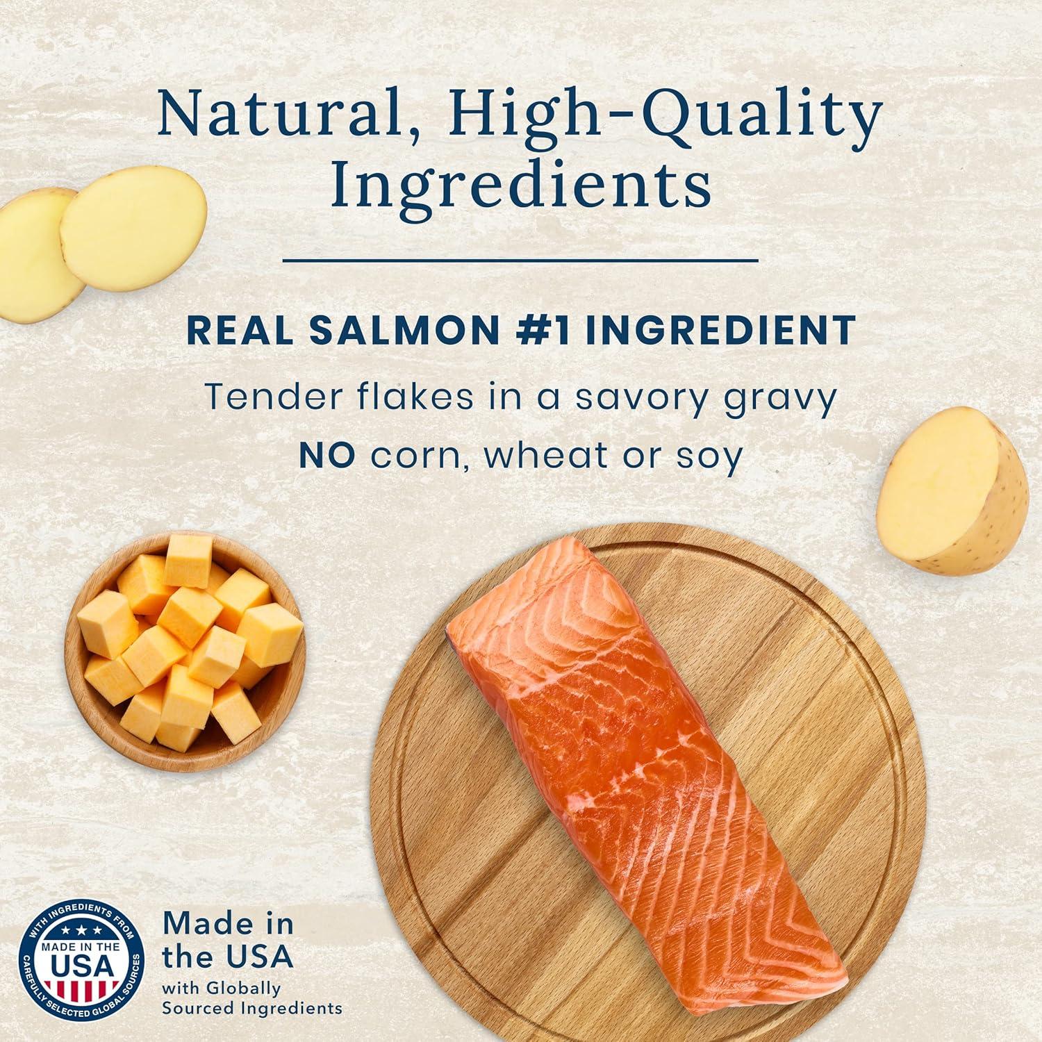 imageBlue Buffalo Basics Skin amp Stomach Care Natural Wet Dog Food Topper Salmon in Gravy 25oz Pouch 12 Pack188 Pound Pack of 2