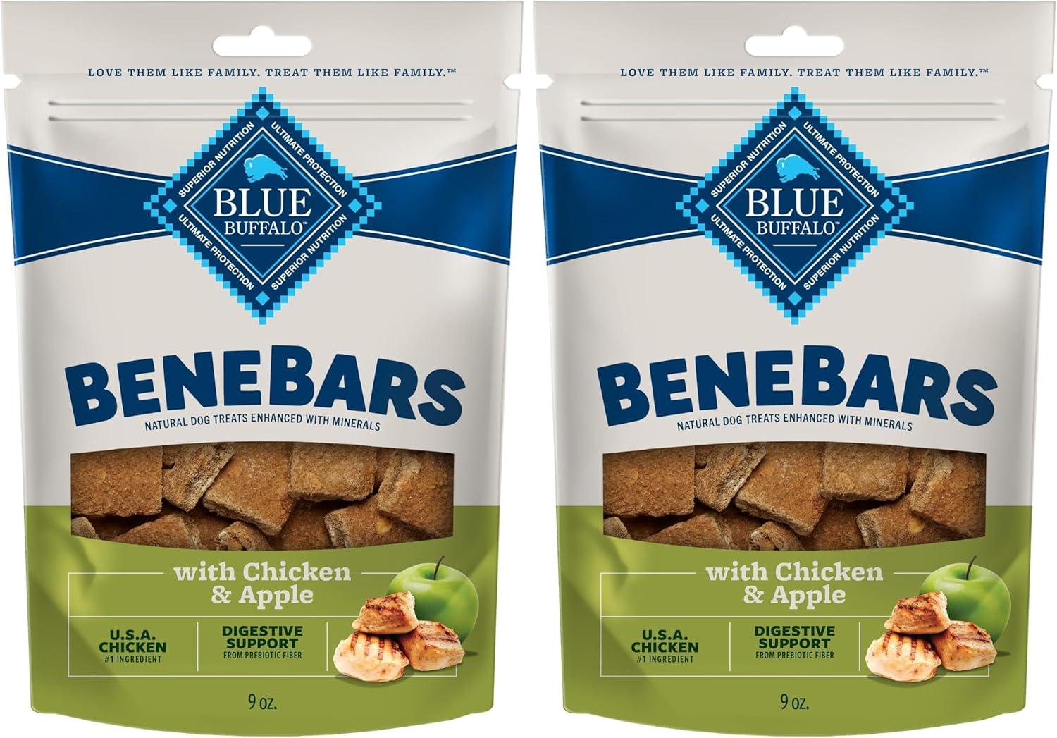 imageBlue Buffalo BeneBars Digestive Support Dog Treats with Prebiotic Fiber Made with Natural Ingredients USA Chicken amp Apple 9oz BagChicken Apple