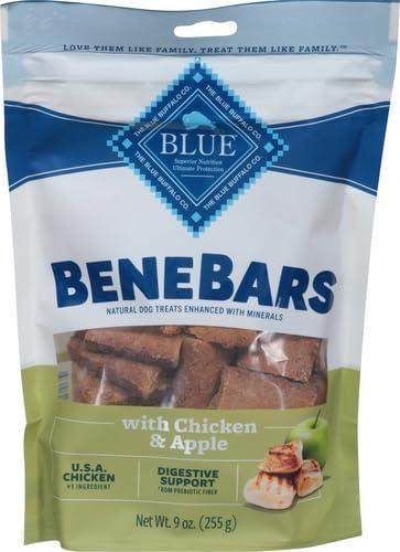 imageBlue Buffalo BeneBars Digestive Support Dog Treats with Prebiotic Fiber Made with Natural Ingredients USA Chicken amp Apple 9oz BagChicken Apple